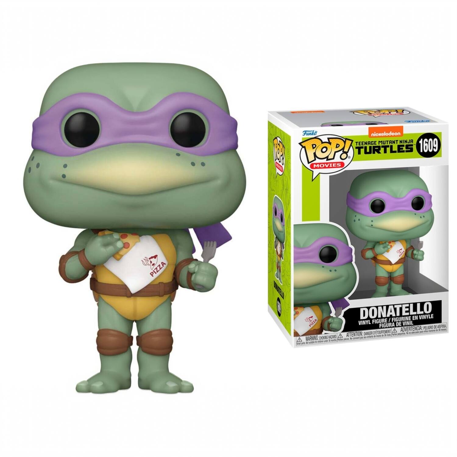 E Funko Nickelodeon Teenage Mutant Ninja Turtles POP! Movies Pizza Donatello Figurine en Vinyl Figure / Figura de Vinil Peligroso -RA ISTOUOeENT A ADVERTENCIA - ATTENTION - A -+ - BARMAE DOOG OR - S - - A k - - - i -