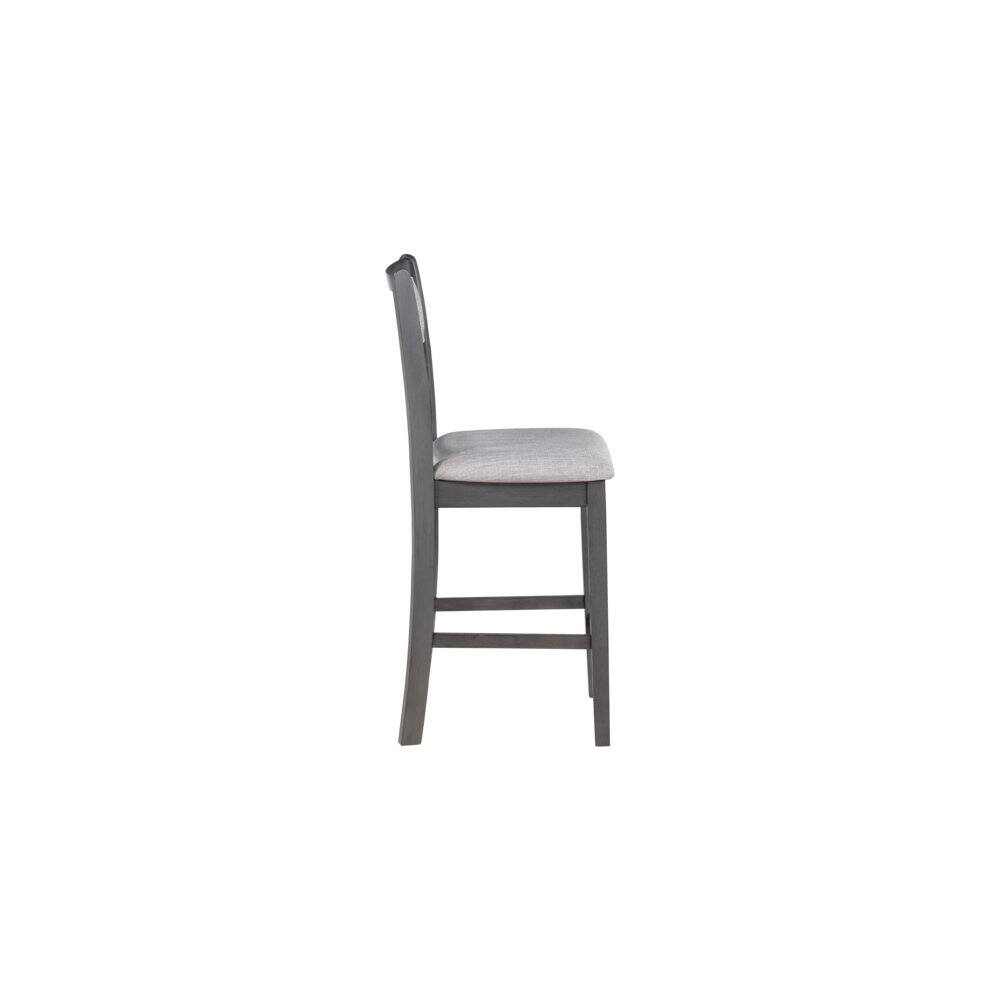 Back. FurniFact - Gray Small Dining Table for 2 – Compact Solid Wood Table and Chairs Set - Gray.