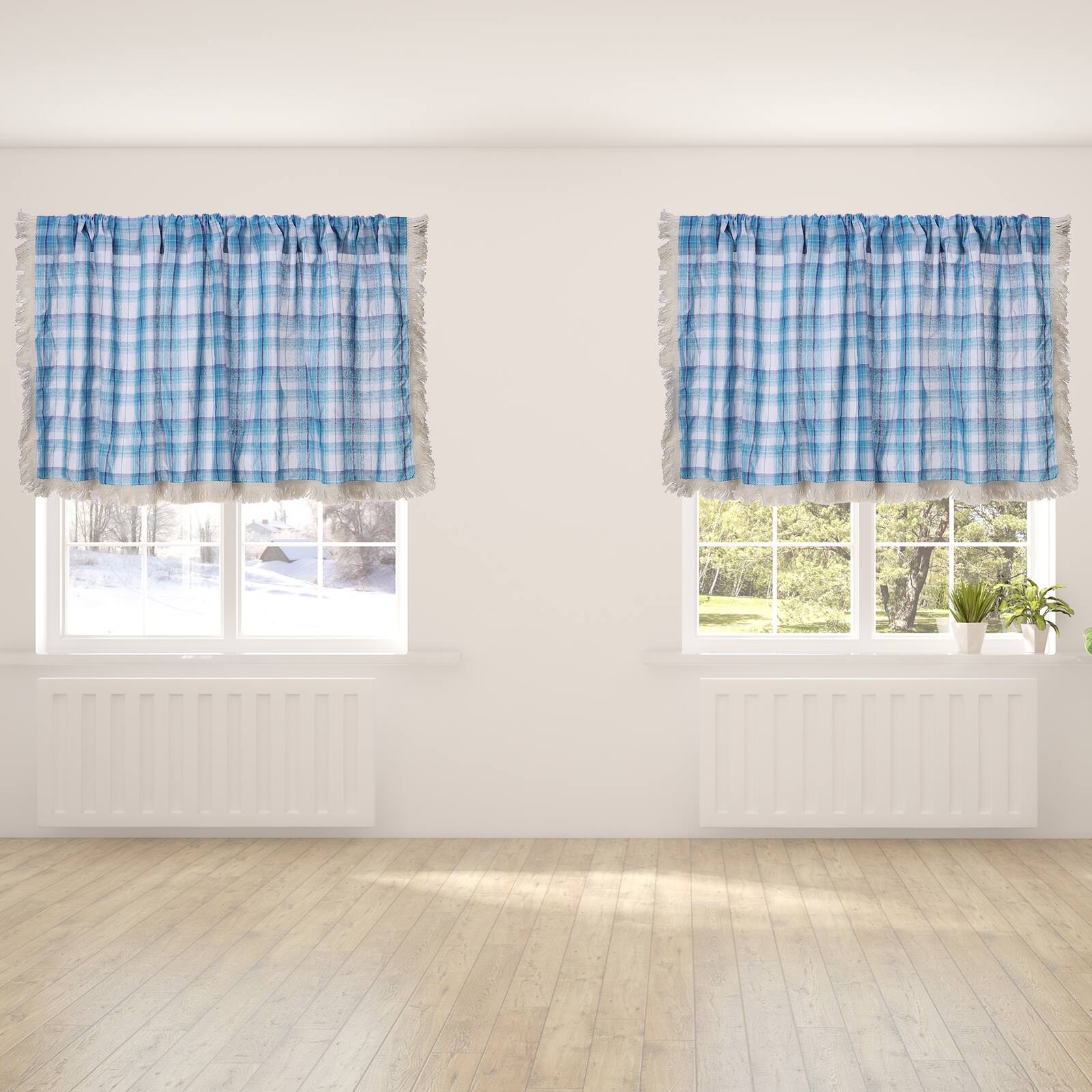 Alt View 6. Unique Bargains - Curtain Valances, 24"x52" Semi Sheer Rod Pocket for Small Windows Living/Bed/Bath/Kitchen, Set of 1 Panel - Blue.
