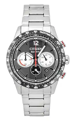 Citizen - Eco-Drive Chronograph Analog Stainless Steel Dial Solar CA4714-55E 100M Men's Watch - Black