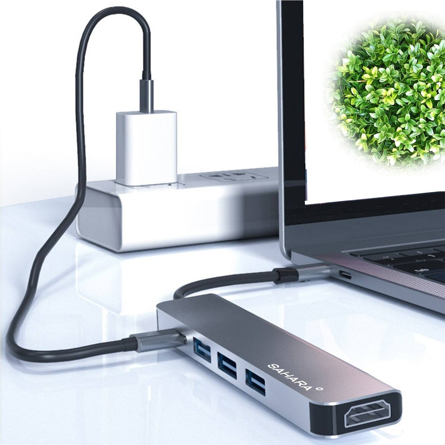 Alt View 12. SaharaCase - 5-in-1 USB-C Docking Station - Space Gray.