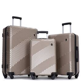 Ropilly - 3 Piece Hardside Luggage Set PC+ABS 20 24 28 Inch Suitcase Set - Gold