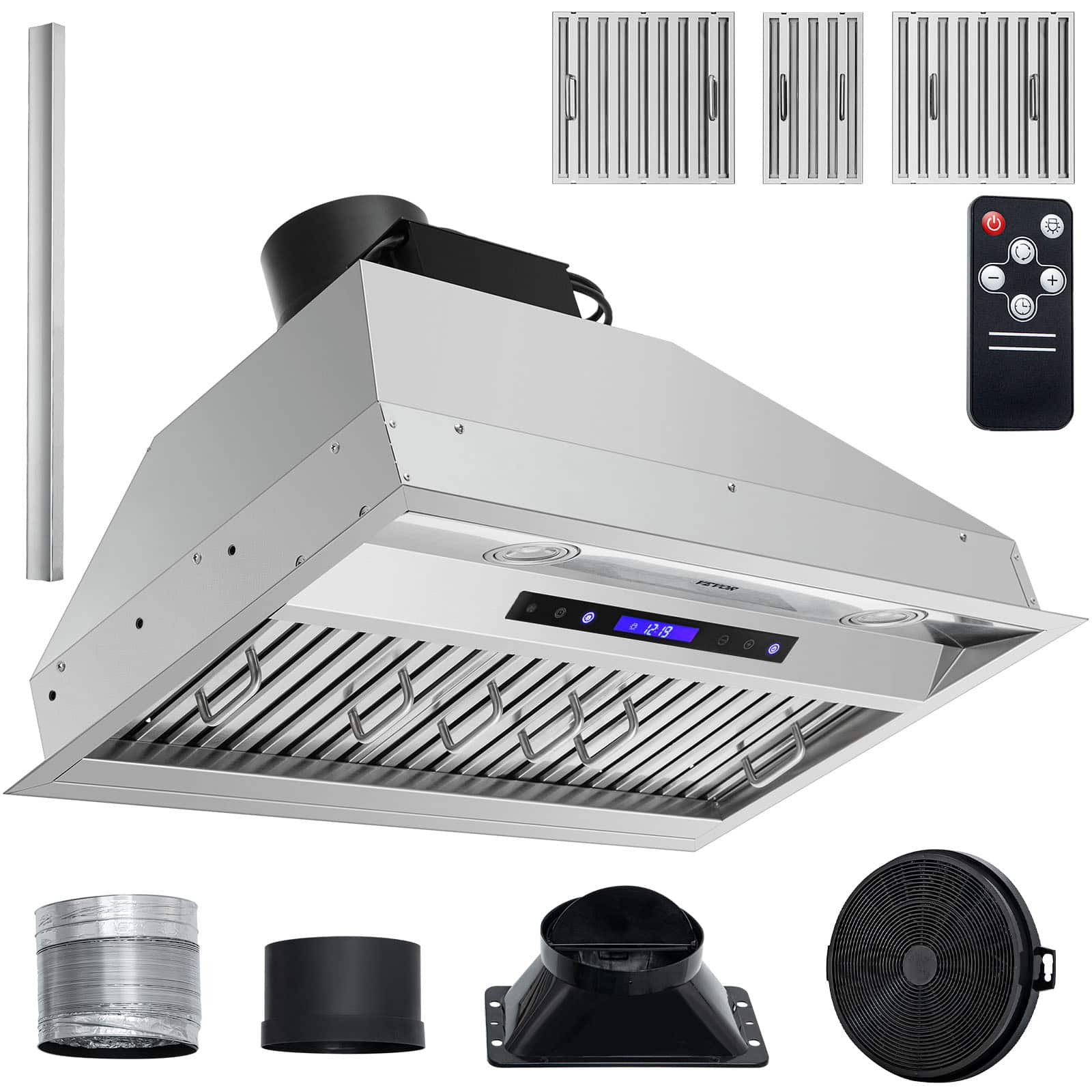VEVOR - 19 inches - Convertible & Recirculating - Range Hood Insert - Silver