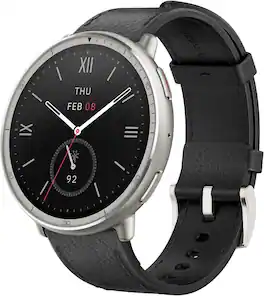 Amazfit - Active 2 Round Smartwatch 44mm Premium - Black Leather (2025) - Black Leather - (2025)