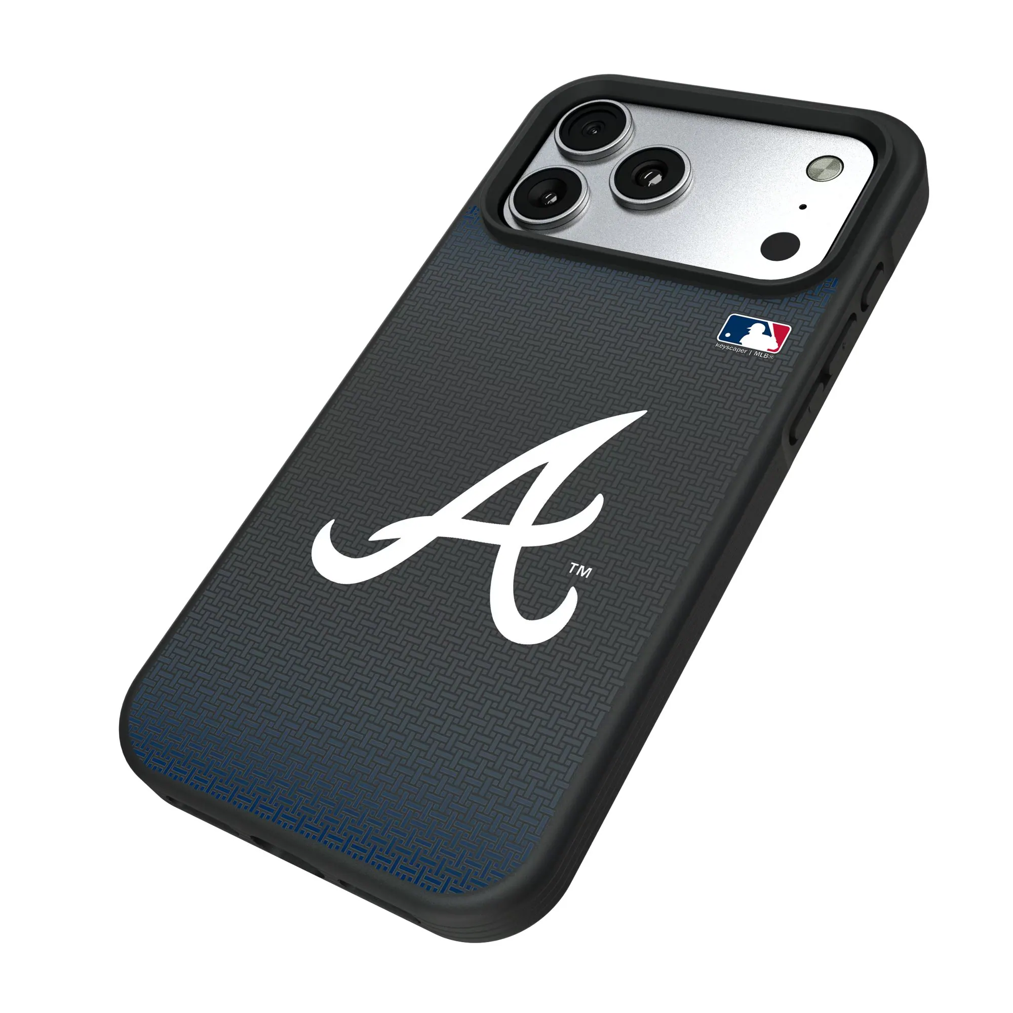 Alt View 1. Keyscaper - Atlanta Braves Bump Case with 8.2ft Drop Protection - 16 Pro - Black.