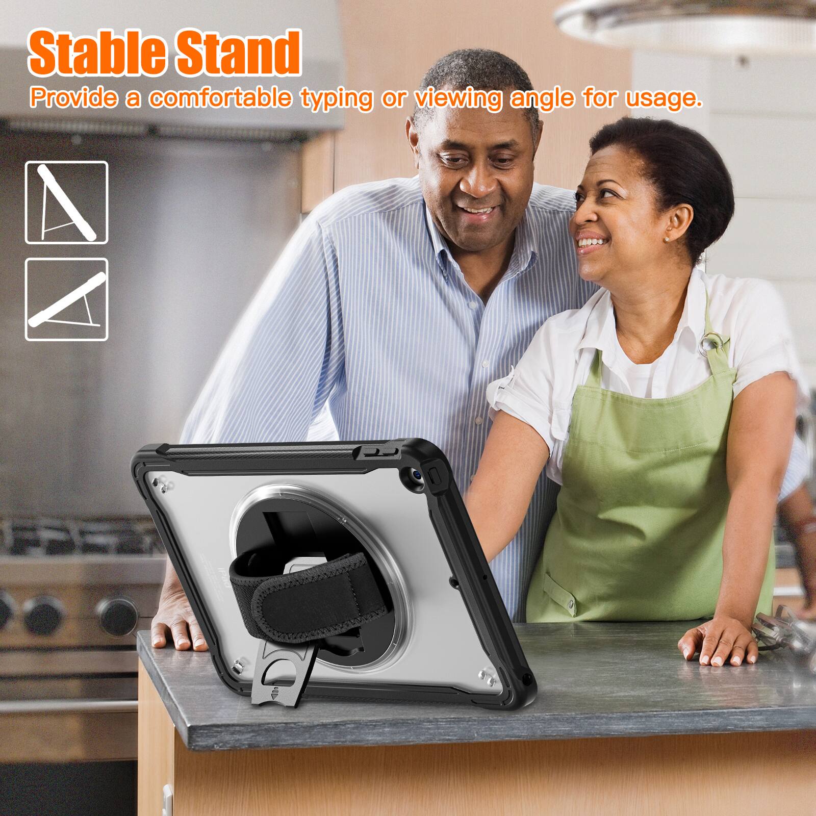 Stable Stand  
Provide a comfortable typing or viewing angle for usage.