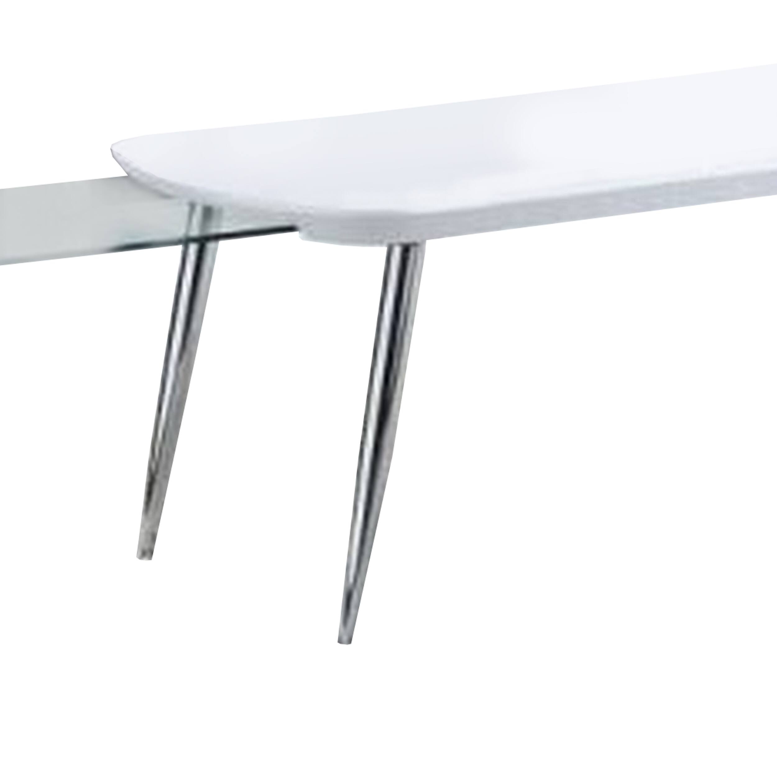 Alt View 2. Manhattan Lane - Coffee Table with Pull Out Tabletop - White, Silver.