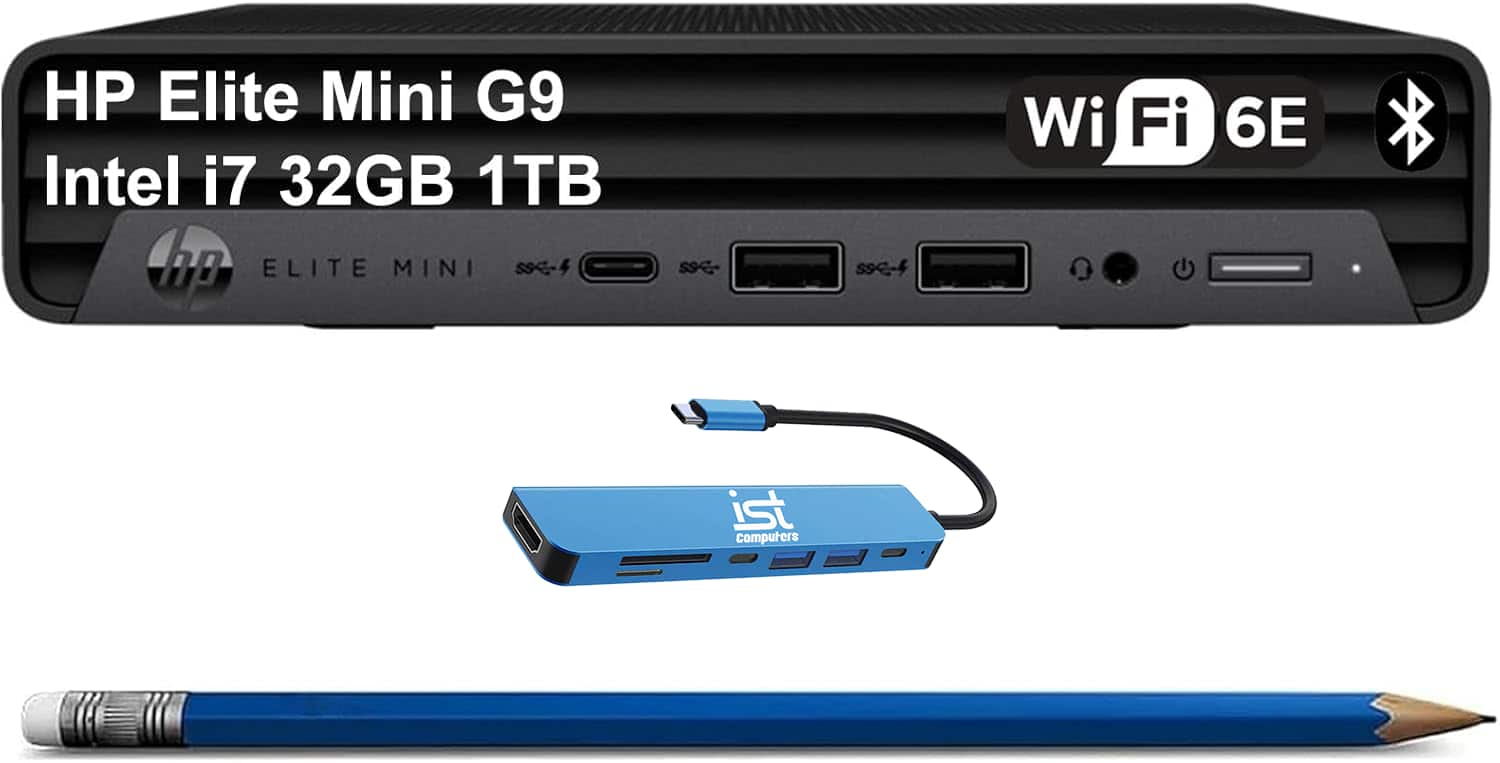 HP - Elite Mini G9 Business Desktop PC - Intel Core i7-12700T - 32GB DDR5 RAM - 1TB SSD - Intel UHD Graphics 730 - Win 11Pro - Black