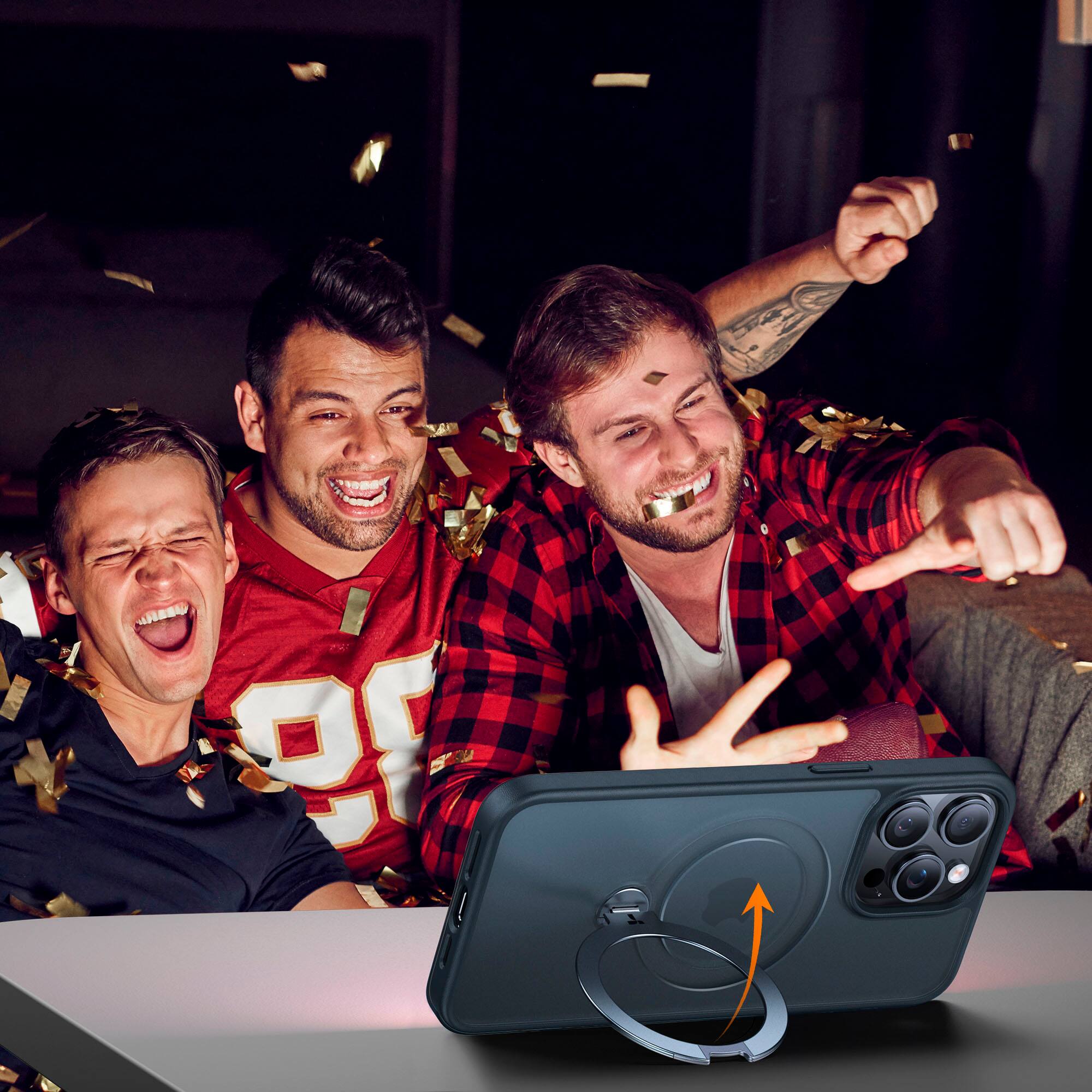 Alt View 14. TORRAS - UPRO Ostand Spin 360° Magnetic Stand Military Grade Shockproof & MagSafe-Compatible Case for Apple iPhone 15 Pro Max - Black.