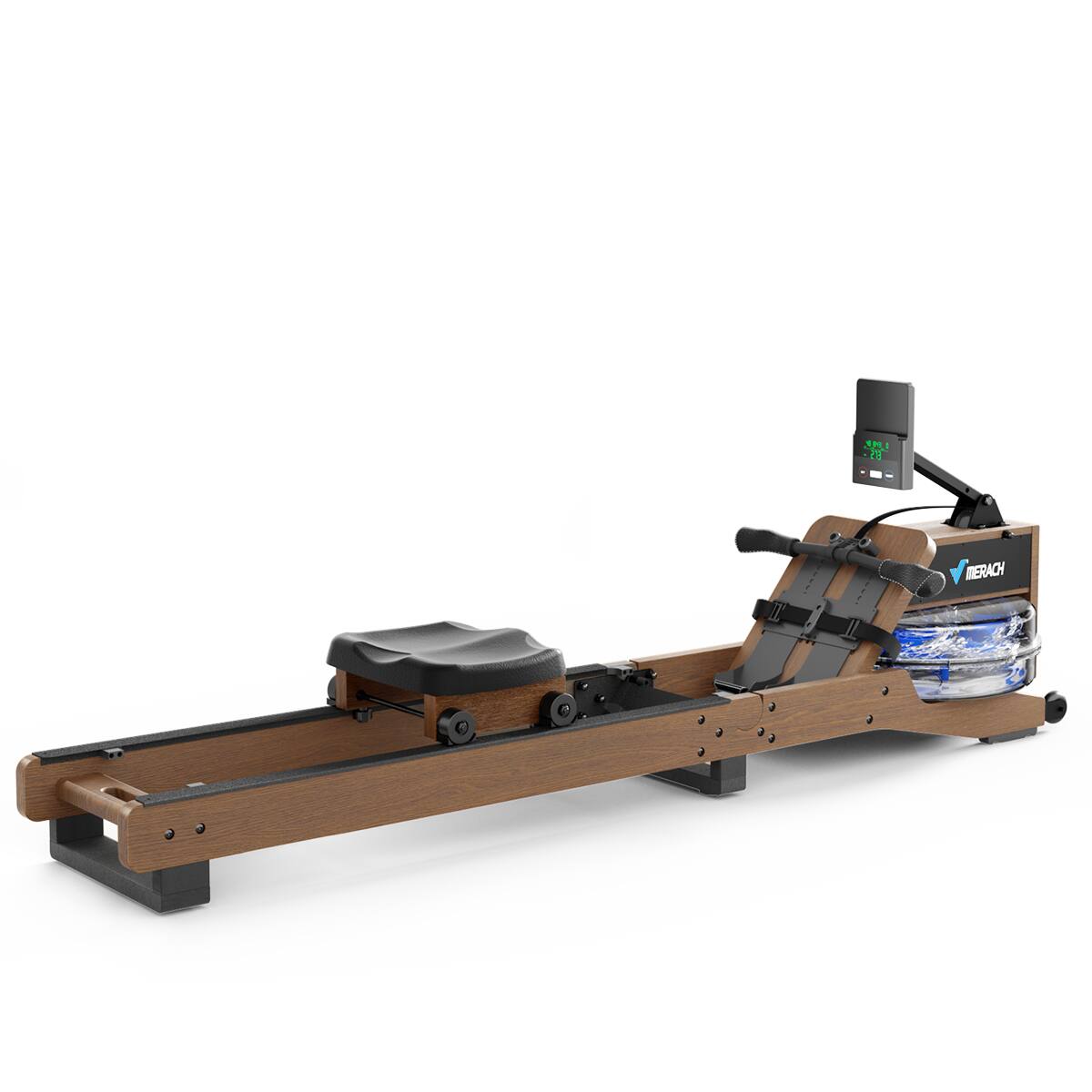 MERACH Oak Wood Water Rowing Machines for Home with 12 Enhanced