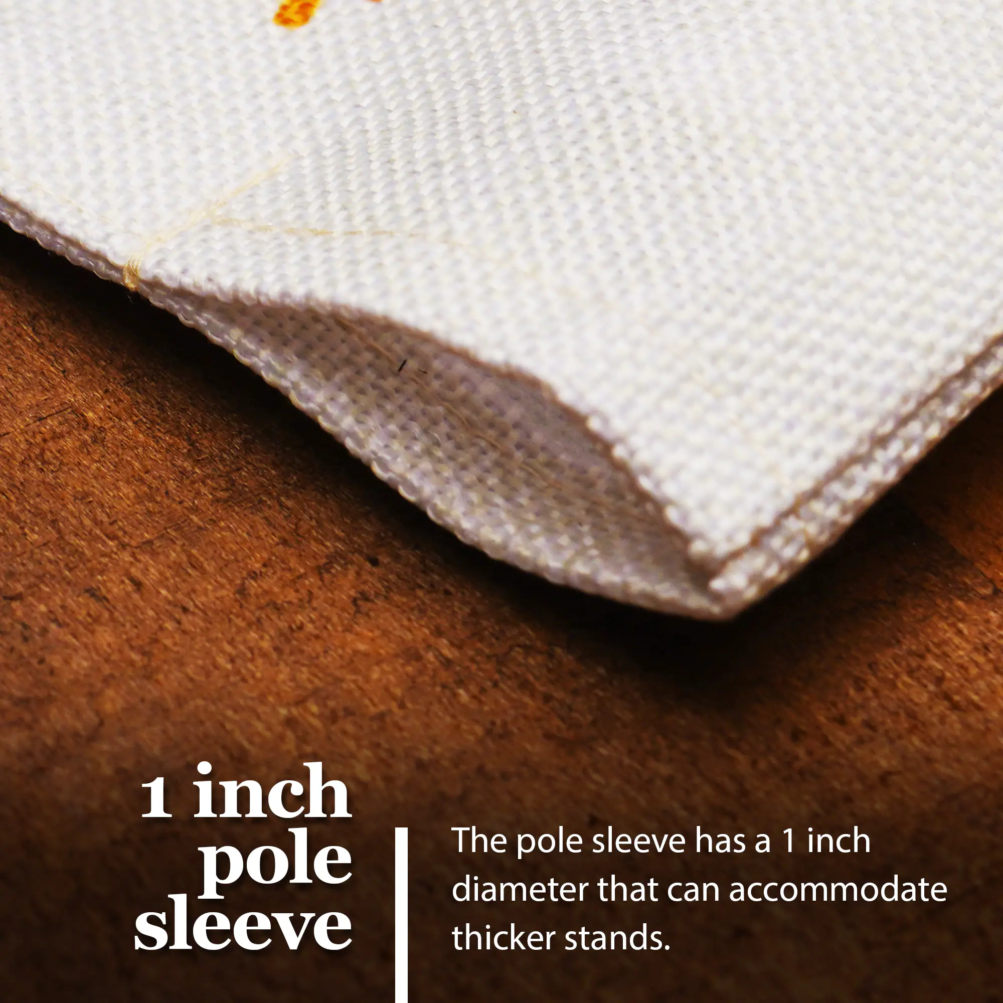 1 inch pole sleeve

The pole sleeve has a 1 inch diameter that can accommodate thicker stands.