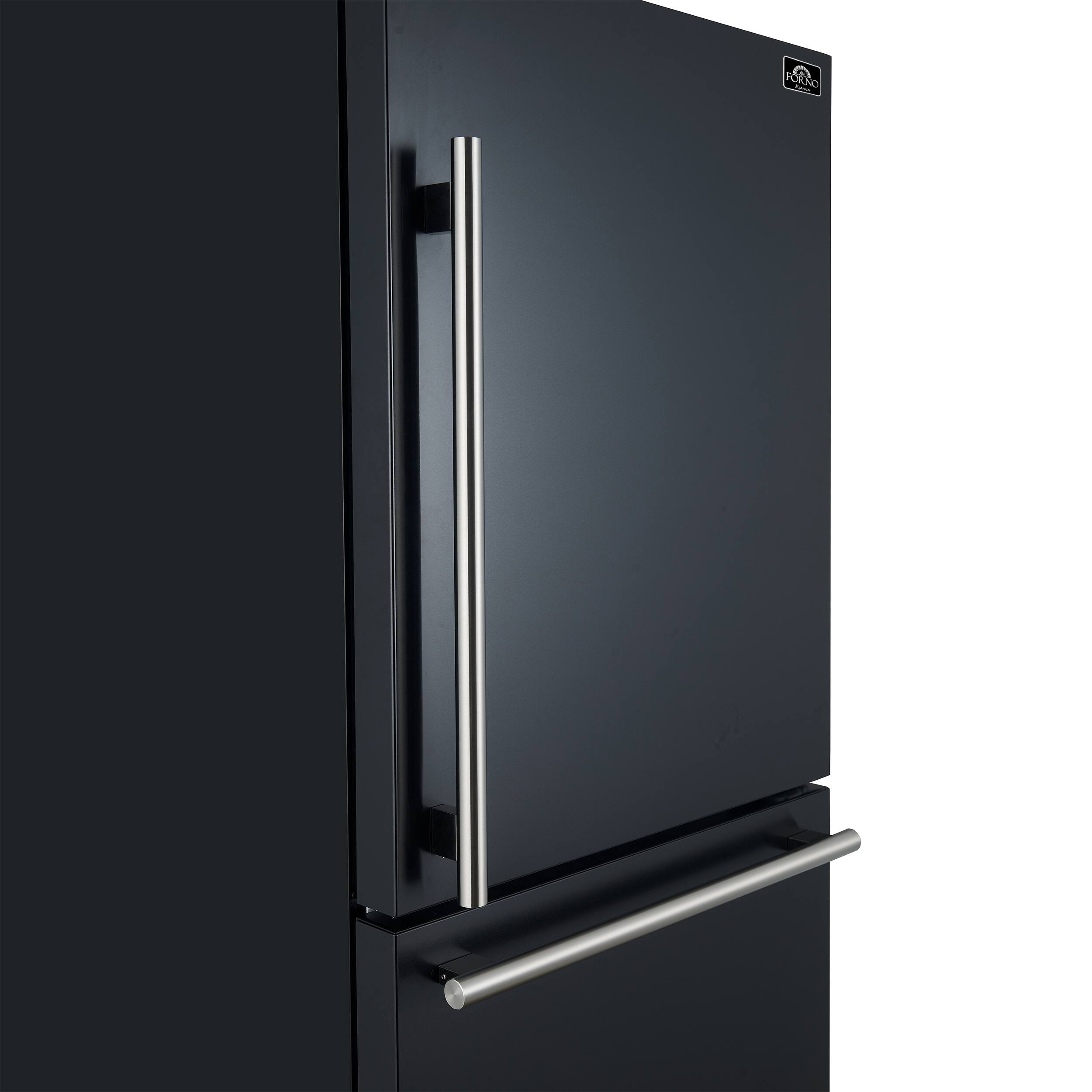 Alt View 6. Forno Appliances - Milano Espresso 17.2 Cu. Ft. Counter-Depth Bottom Freezer Refrigerator with Right Swing Door, Antique Brass Handles - Black.
