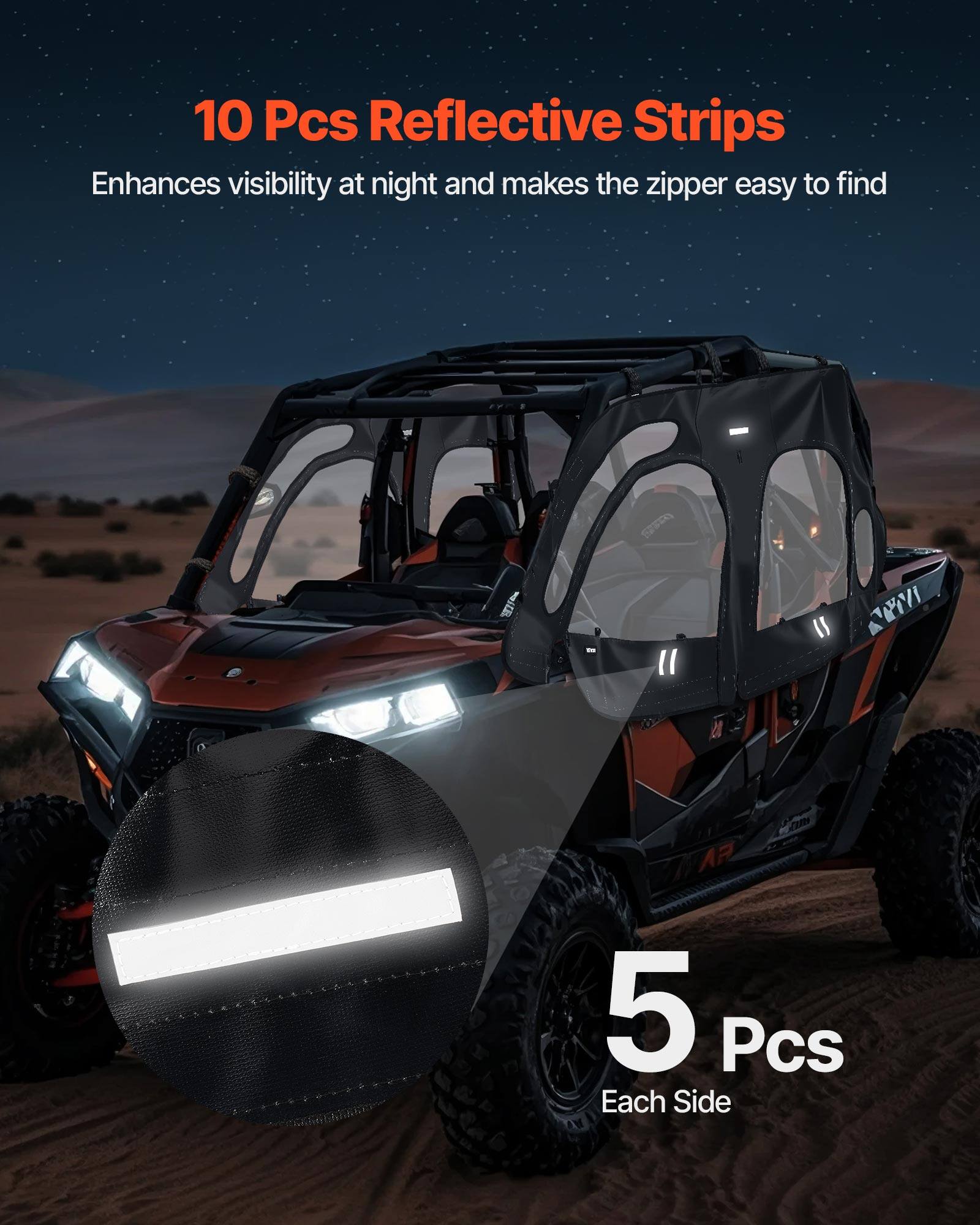10 Pcs Reflective Strips Enhances visibility at night and makes the zipper easy to find

5 Pcs Each Side