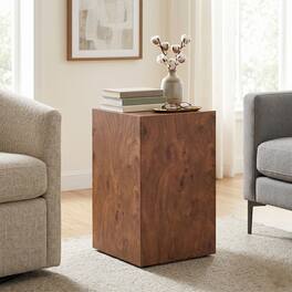 Loheer - Burl Cube Table Height Adjustable MDF Coffee Table - Walnut