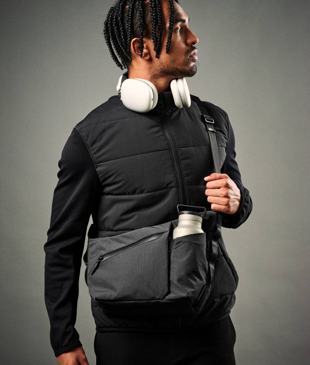 Alt View 8. ALPAKA - Flow Satchel 4L Crossbody Bag, Water Resistant Shoulder Bag, Expandable Bottle Pocket, YKK Zippers - Black Axoflux 210D.