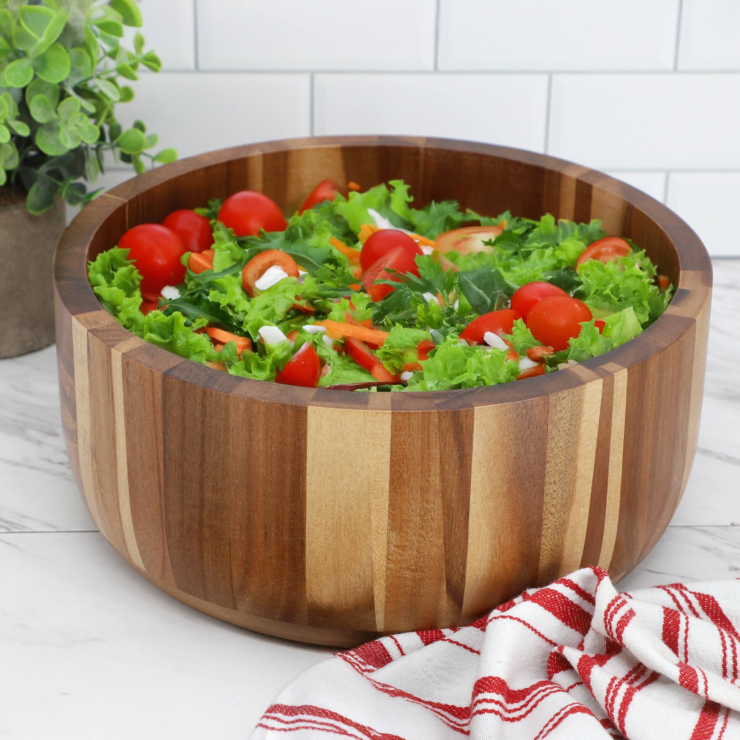 Alt View 5. MegaChef - MegaChef 10.5 Inch Large Acacia Wood Salad Bowl - Brown.