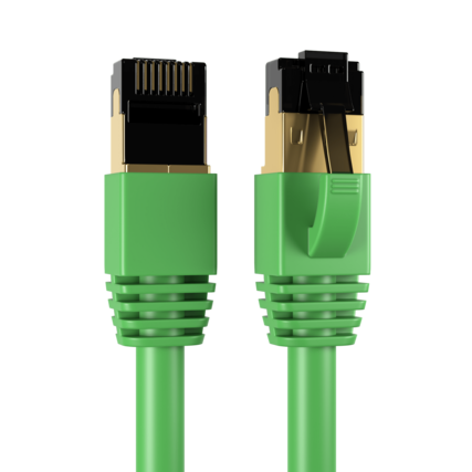 Front. Cables Direct Online - Cat8 Ethernet Cable 2FT, 40Gbps High-Speed RJ45 Shielded Copper Cord for Router, PC & Gaming - Green.