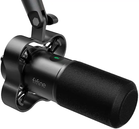 Front. FIFINE - FIFINE USB/XLR Dynamic Podcast Microphone with Tap-to-Mute, Gain Knob, Headphone Monitoring for Streaming, Recording - Black.