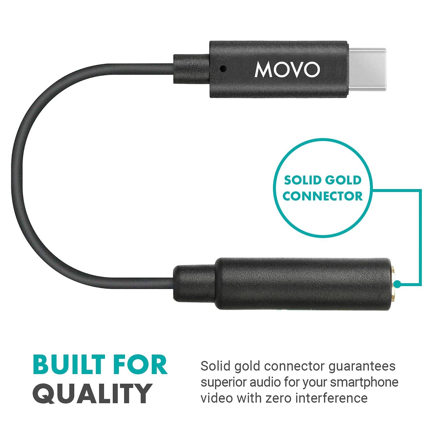 MOVO

SOLID GOLD CONNECTOR

BUILT FOR QUALITY

Solid gold connector guarantees superior audio for your smartphone video with zero interference