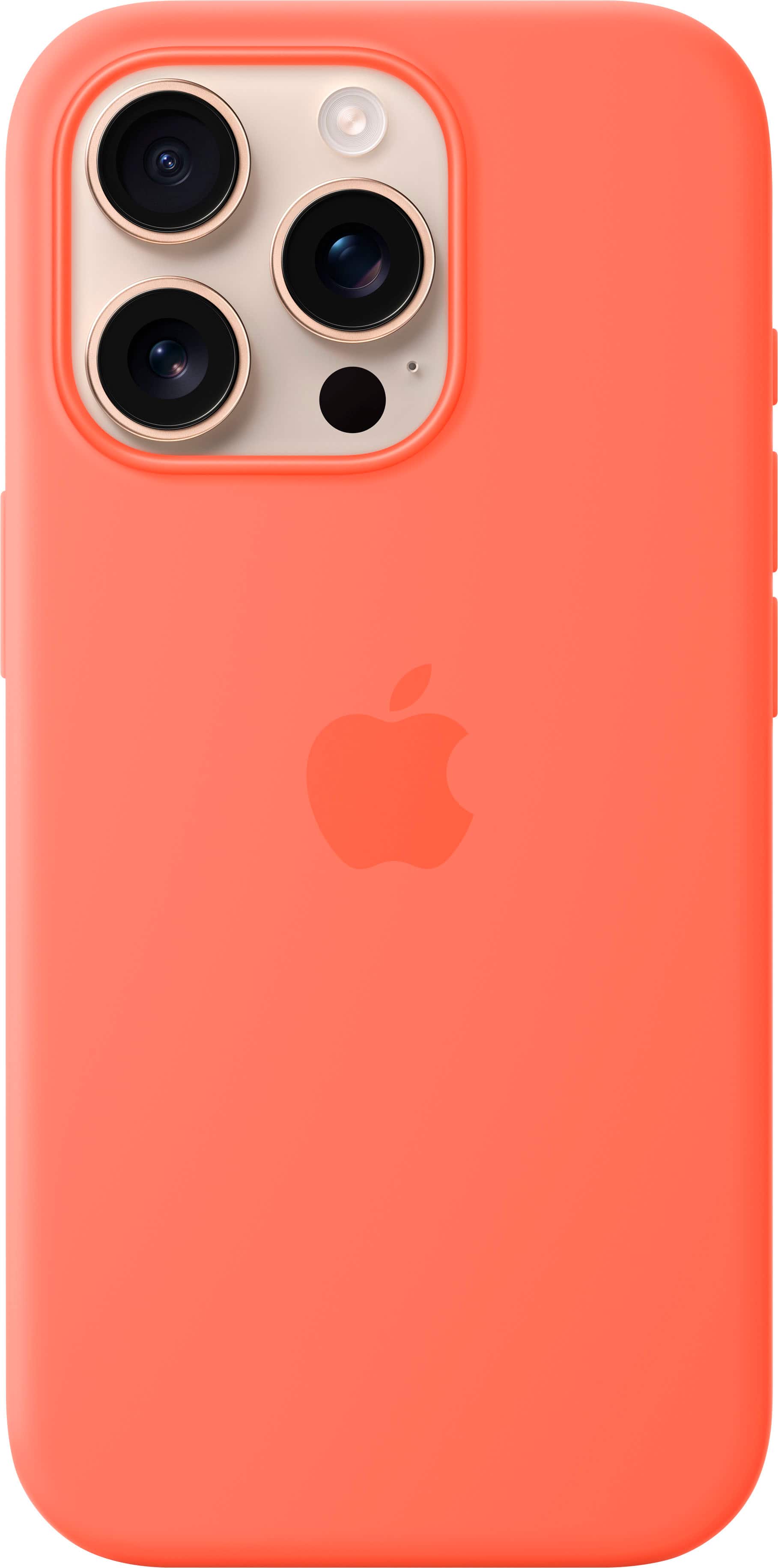 Angle. Apple - iPhone 16 Pro Silicone Case with MagSafe - Tangerine.