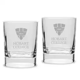 Jardine - Hobart & William Smith Colleges 2-Piece 11.75oz. Luigi Bormioli Square Double Old Fashion Glass Set - Multicolor