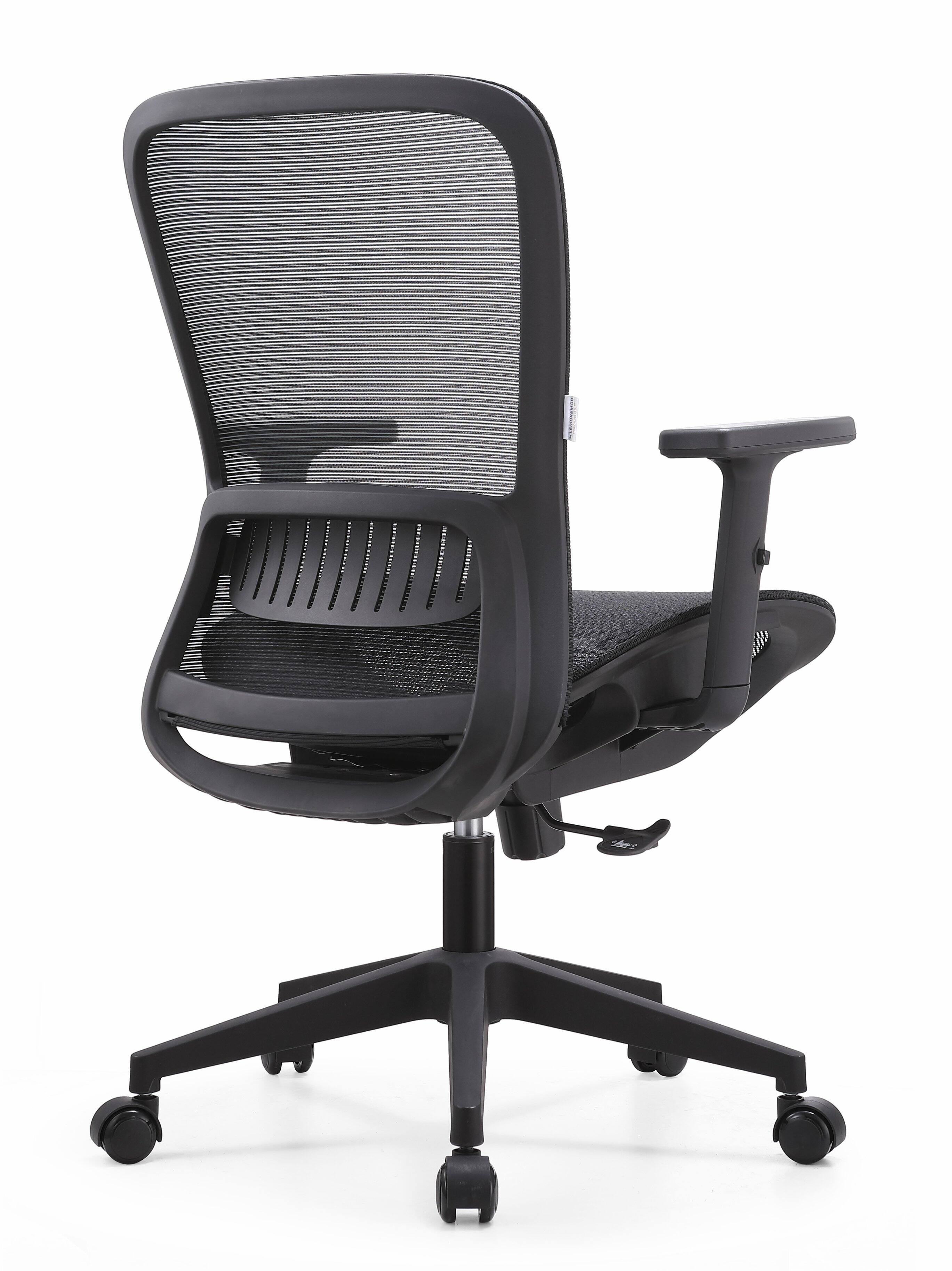 Alt View 4. LeisureMod - Amanda Collection Mesh Seat Office Chair, Ergonomic Executive Swivel Computer Desk Chair with Wheels, Home Office - Black.