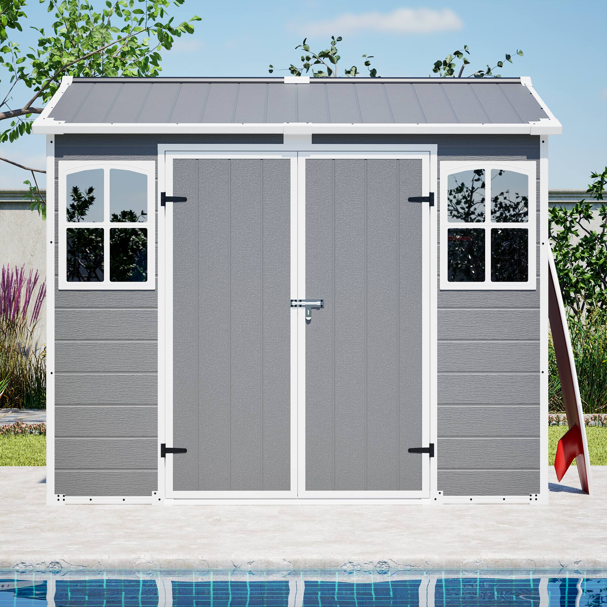 Mondawe - 8x6 FT Plastic Utility Shed with Floor - Gray