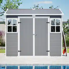 Mondawe - 8x6 FT Plastic Utility Shed with Floor - Gray