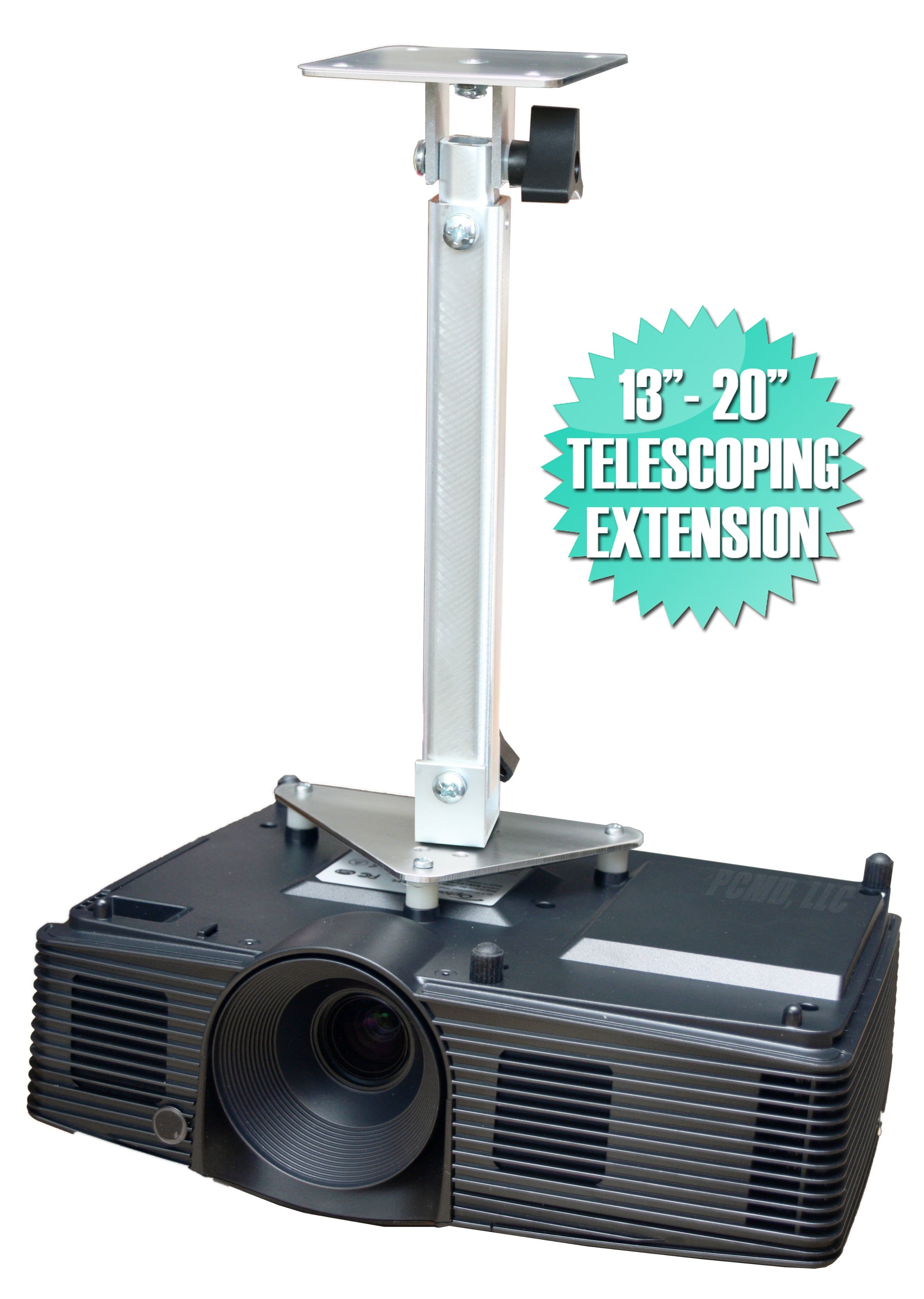 PCMD, LLC - Projector Ceiling Mount Compatible with iRulu Portable Mini LED Projector (Telescoping 13-20-Inch Extension) - Aluminum