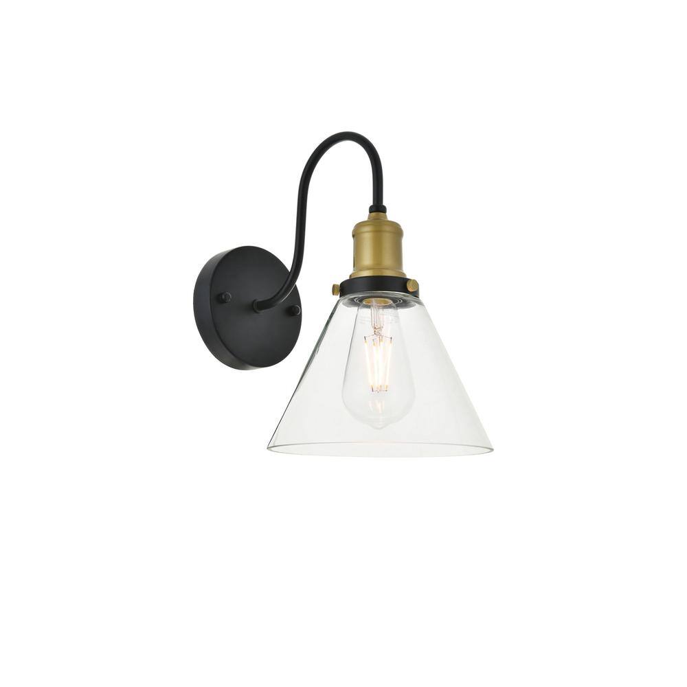 Alt View 6. Living District - Histoire 1 light brass and black Wall Sconce - Brass And Black And Clear.