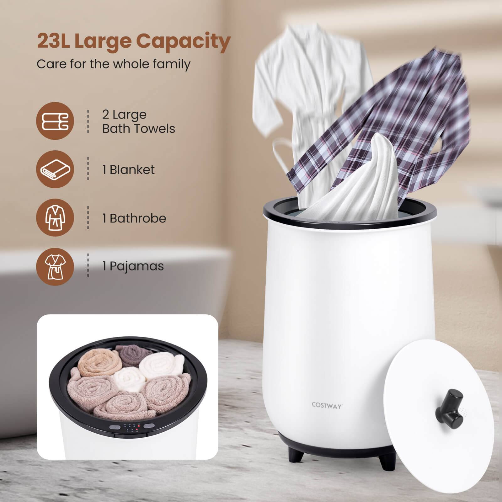 23L Large Capacity  
Care for the whole family  

- 2 Large Bath Towels  
- 1 Blanket  
- 1 Bathrobe  
- 1 Pajamas  

COSTWAY