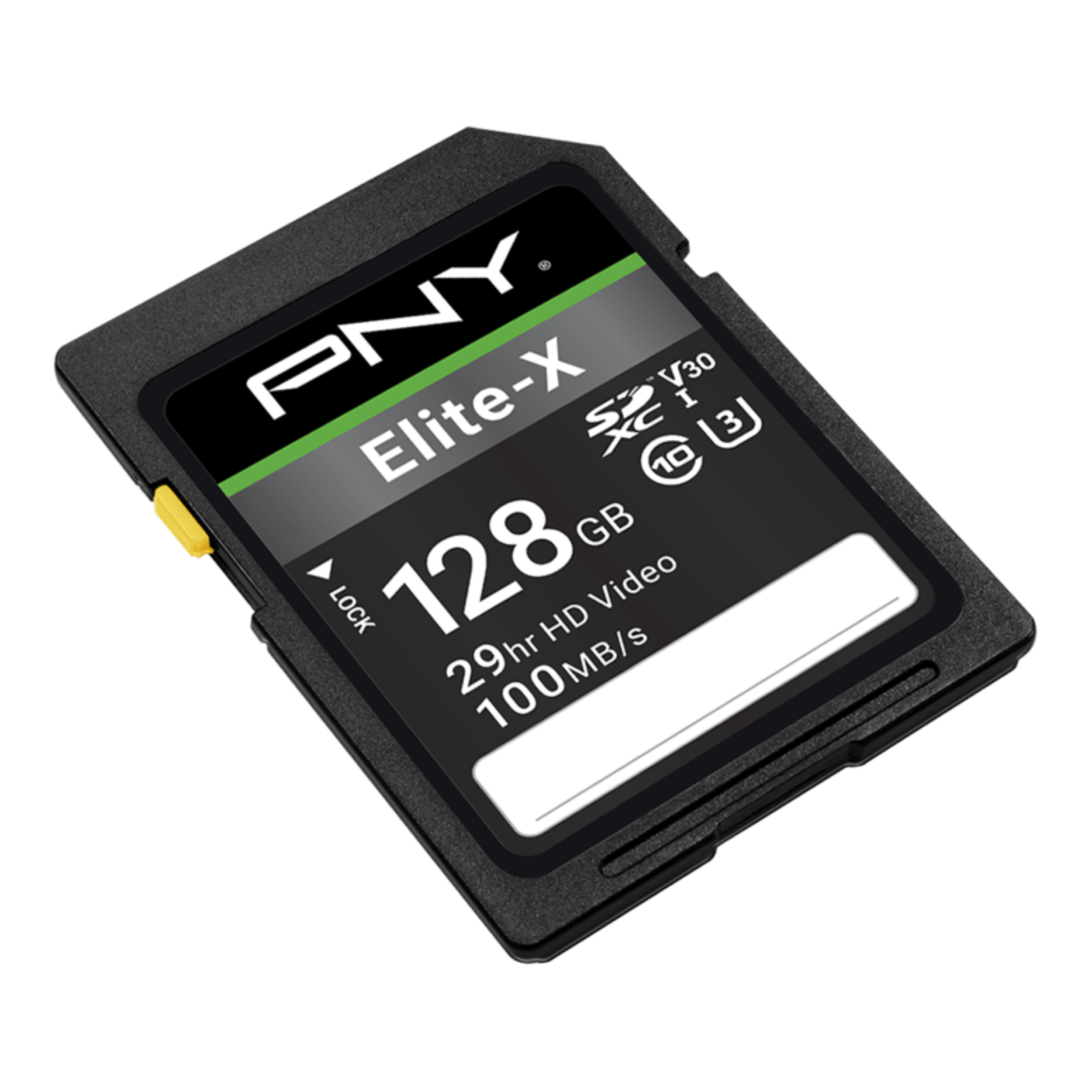 PNY Elite-X V30 I  
128 GB  
29hr HD Video  
100MB/s