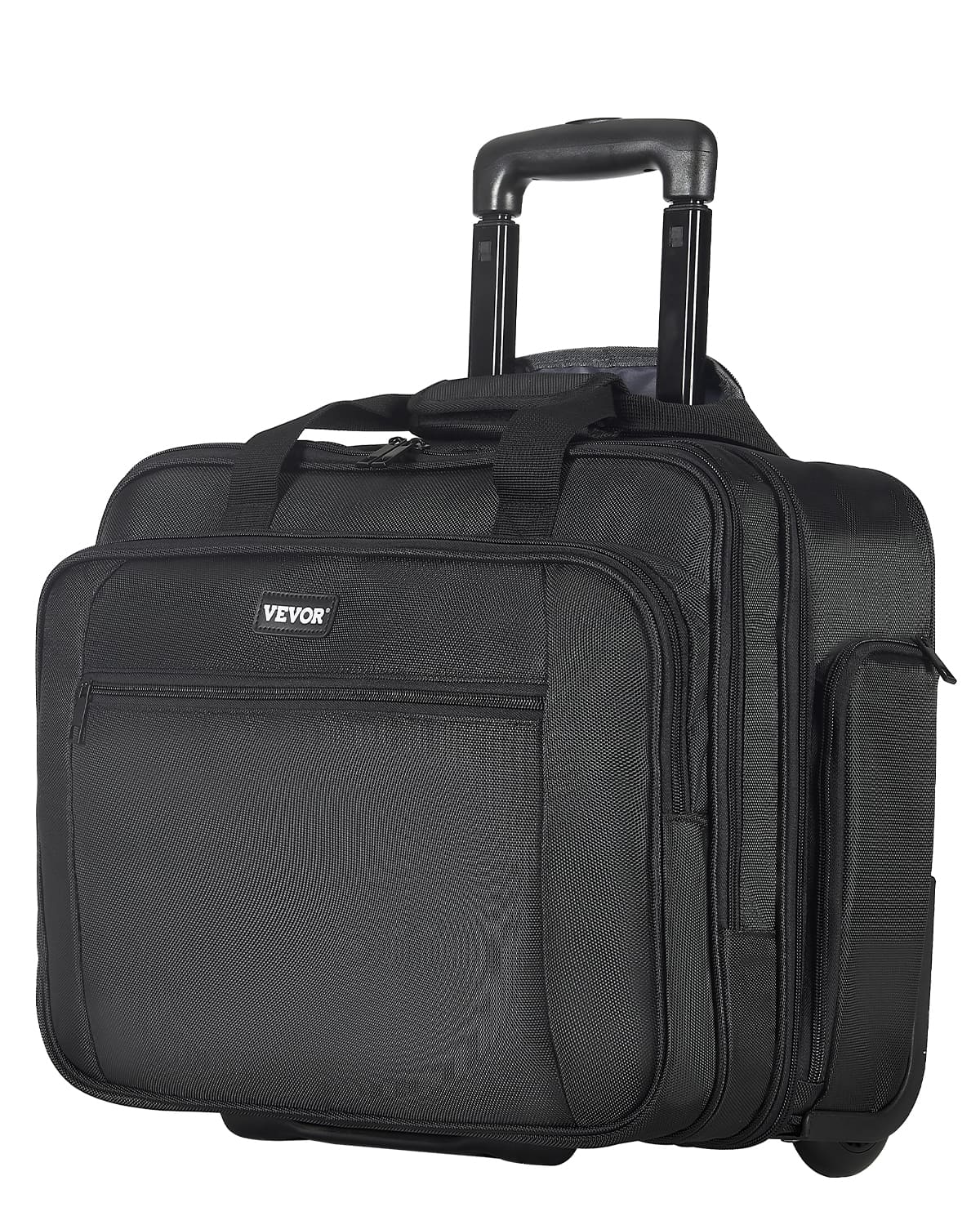 VEVOR - Rolling Laptop Bag, Fits Up to 17.3 Inch Laptop, Wheeled Briefcase, Roller Computer Tote Bag - Black