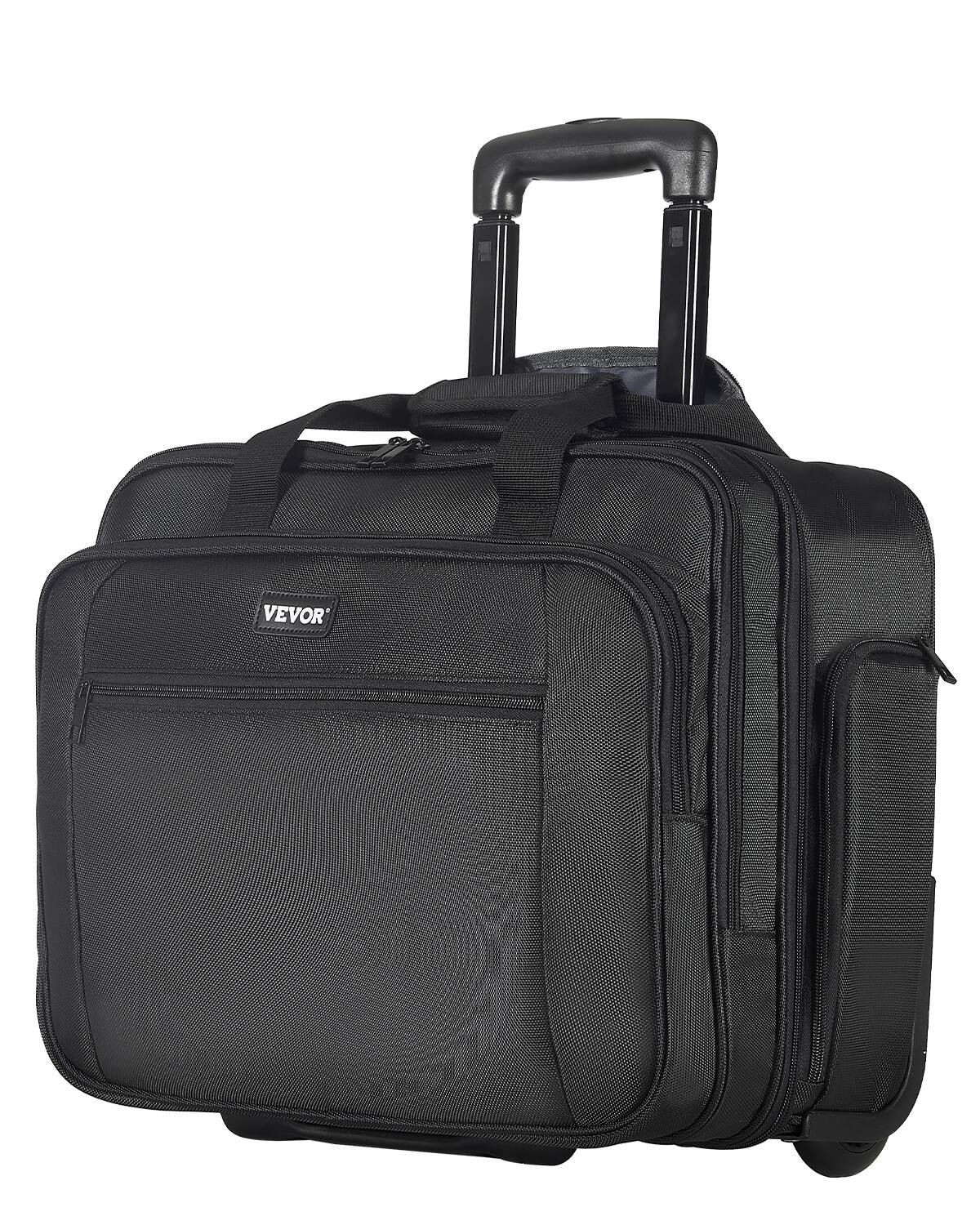 Front. VEVOR - Rolling Laptop Bag, Fits Up to 17.3 Inch Laptop, Wheeled Briefcase, Roller Computer Tote Bag - Black.