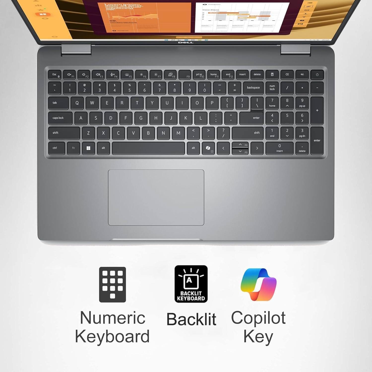 Numeric Keyboard  
Backlit Keyboard  
Copilot Key