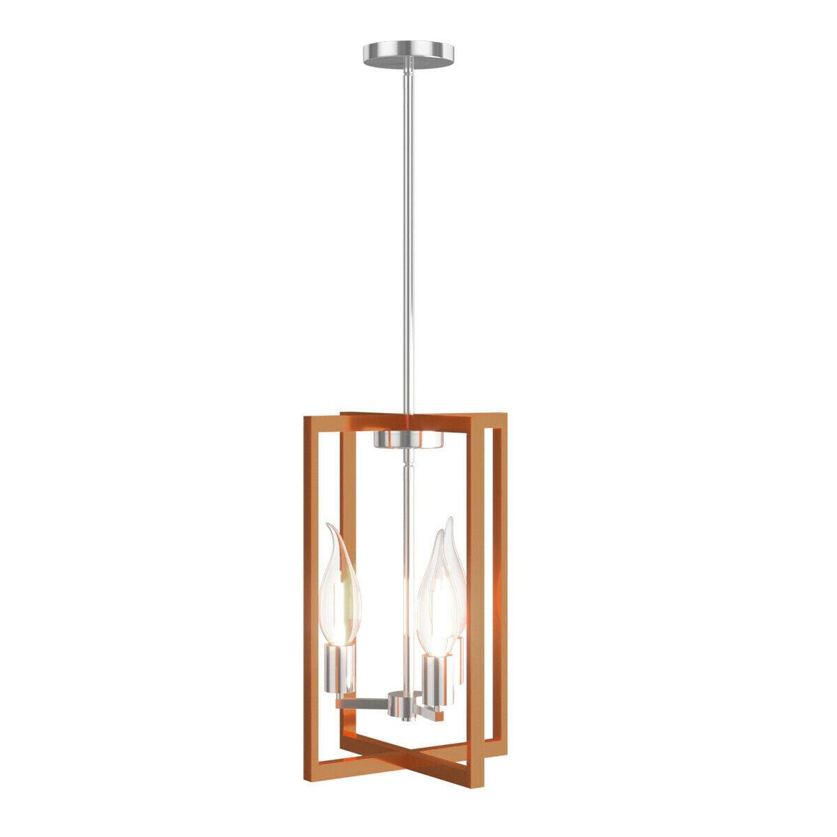 Front. Gymax - Gymax 3-Lights Pendant Lamp Flush Mount Geometric Metal Chandelier w/ Iron Lamp Shade - Dark Gold,Nickel.