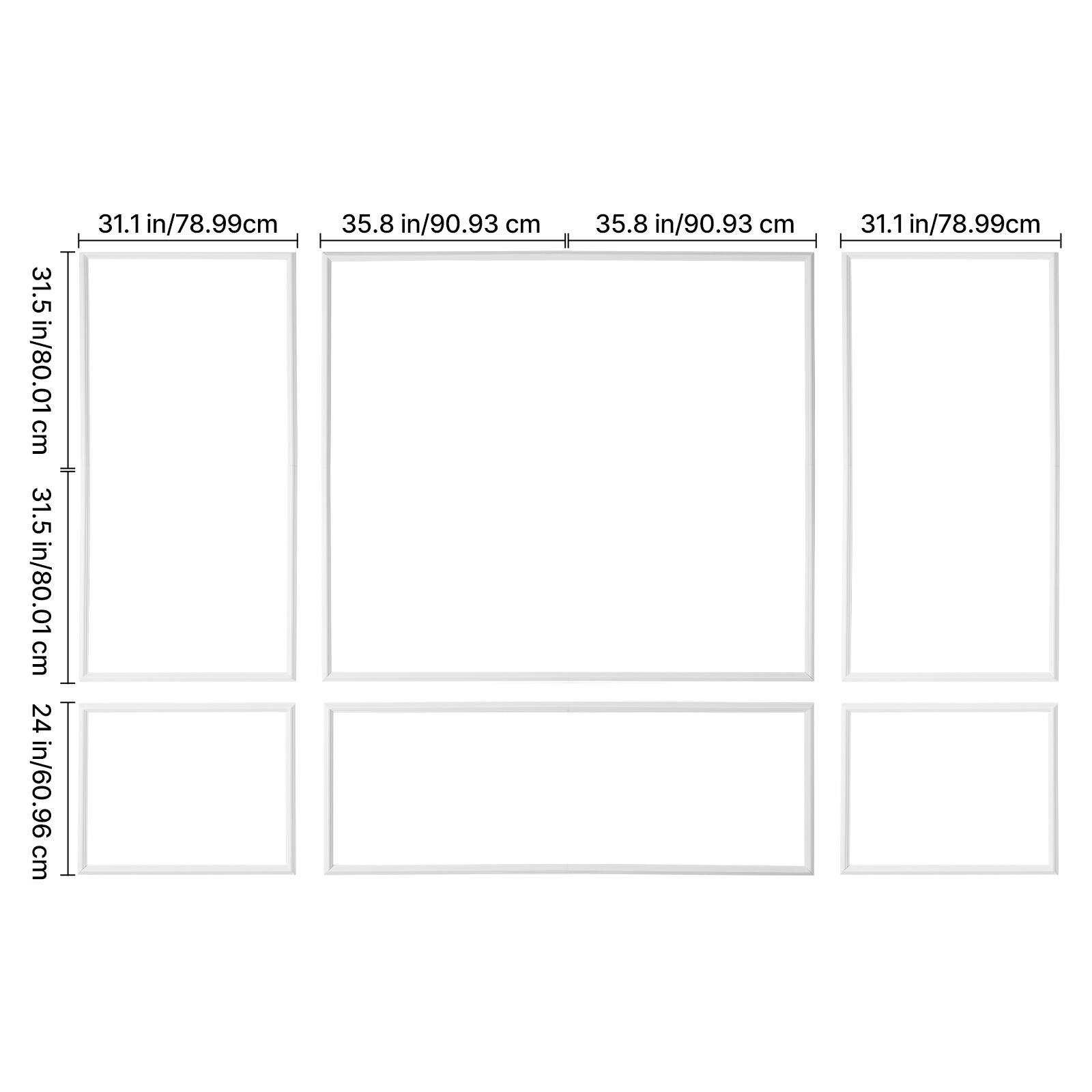 31.1 in/78.99 cm  
35.8 in/90.93 cm  
31.5 in/80.01 cm  
24 in/60.96 cm