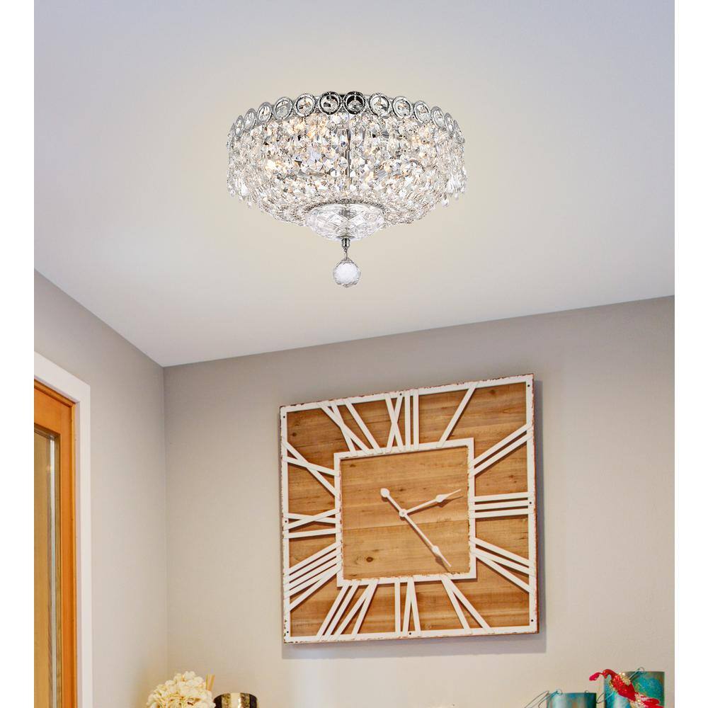 Left. Elegant Lighting - Century 4 light Chrome Flush Mount Clear Royal Cut Crystal - Chrome.