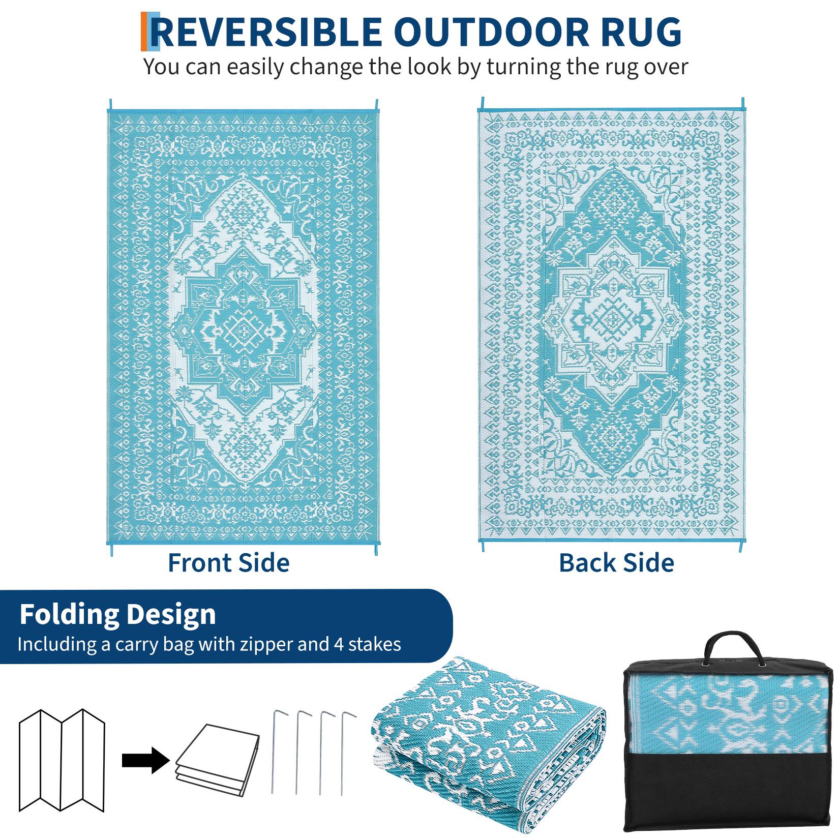 GAOMON Medallion Outdoor Area Rug Stain Resistant Waterproof UV ...