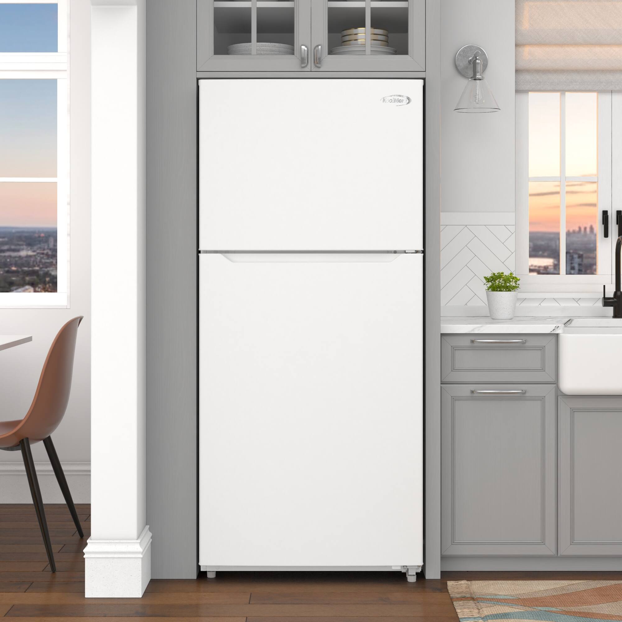 Left. Koolmore - 30 In. 18 Cu. Ft. Top-Freezer Household Refrigerator in White, Energy Star Certified - White.