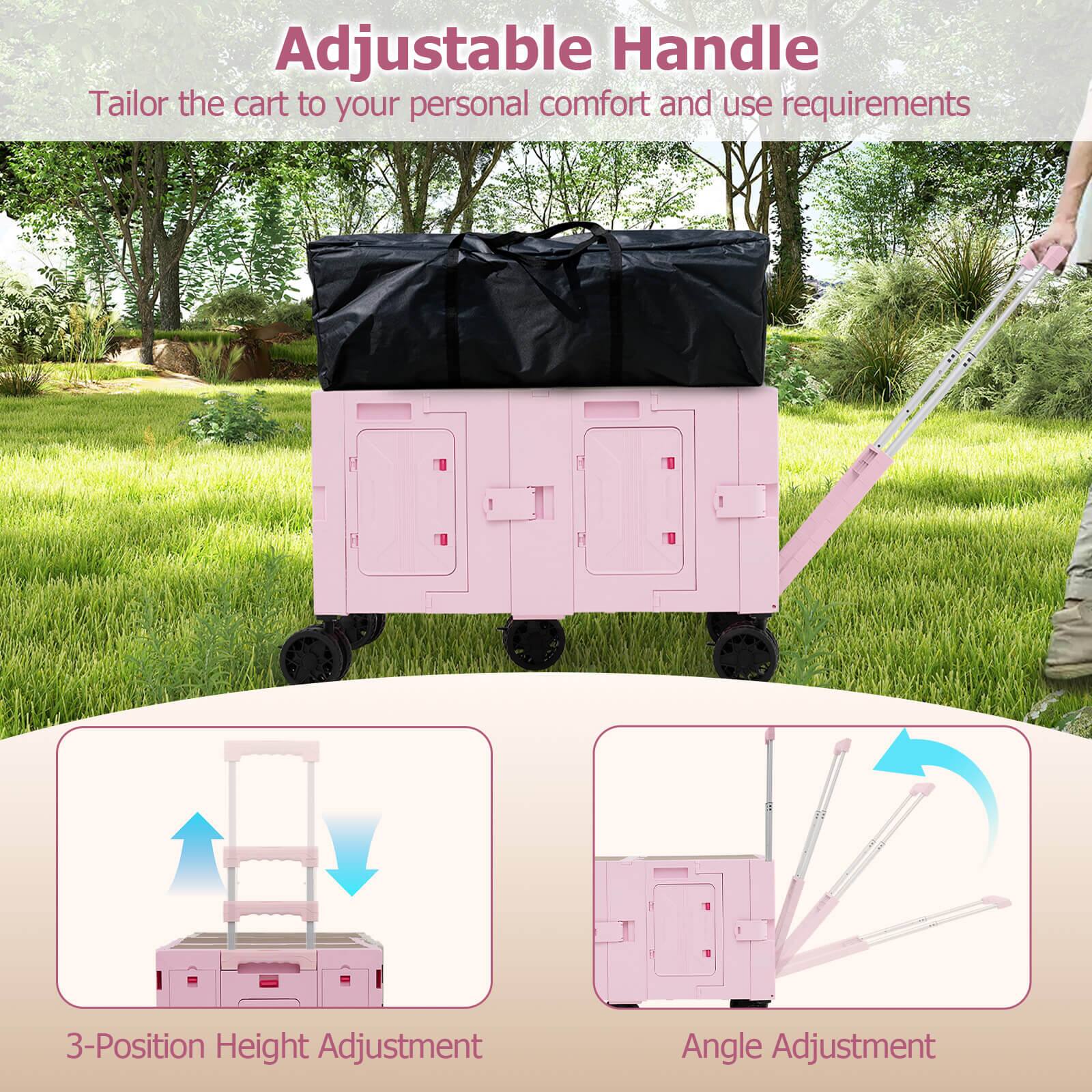 Adjustable Handle  
Tailor the cart to your personal comfort and use requirements  

3-Position Height Adjustment  

Angle Adjustment