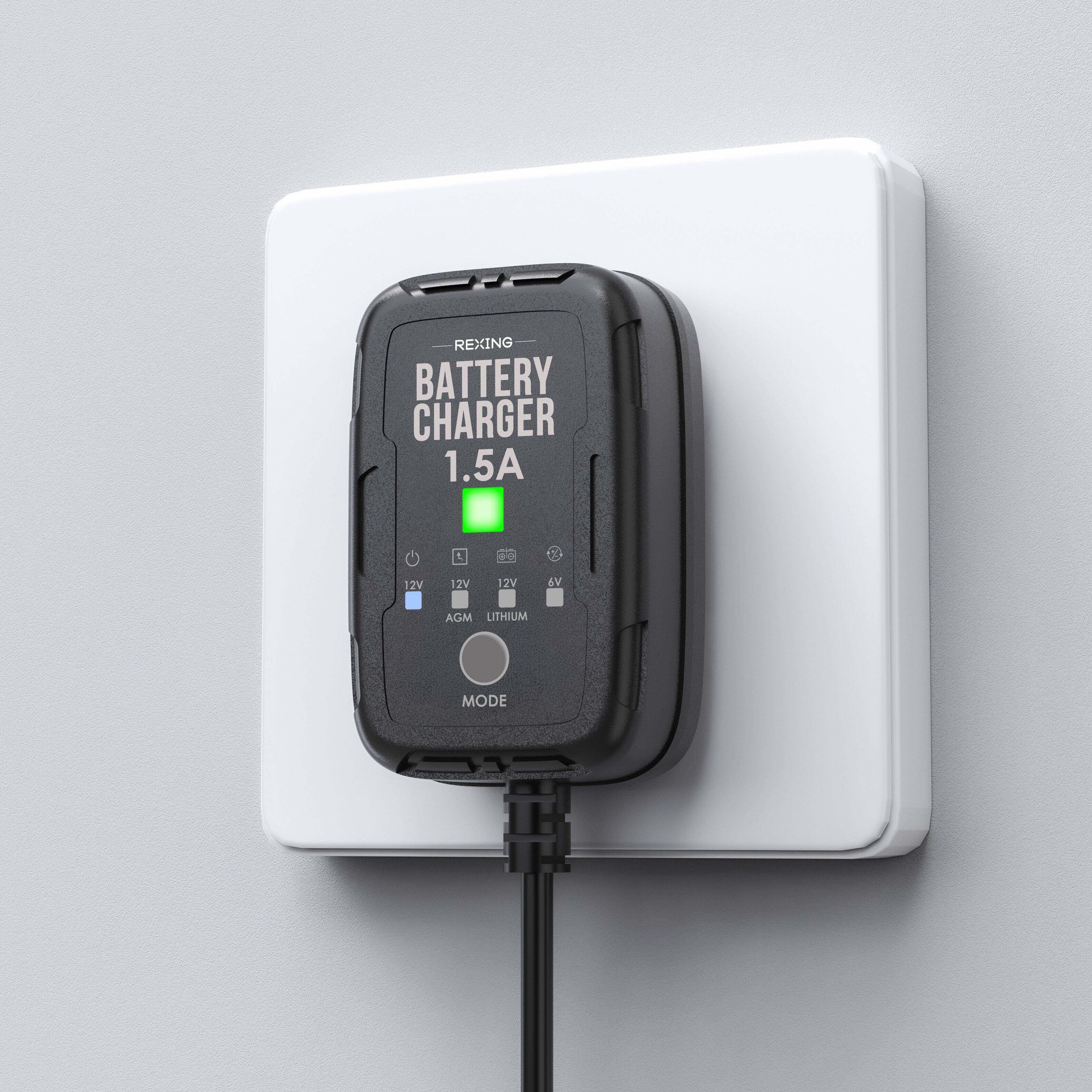 REXING BATTERY CHARGER 1.5A 1 x 2V 12V 12V AGM LITHIUM MODE