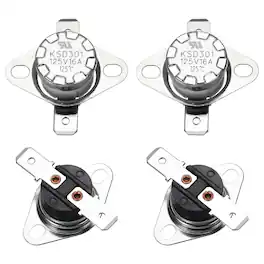 Unique Bargains - 4pcs KSD301 Thermostat 125°C/257°F 16A Normally Closed N.C Adjust Snap Disc Temperature Switch Bakelite - Silver
