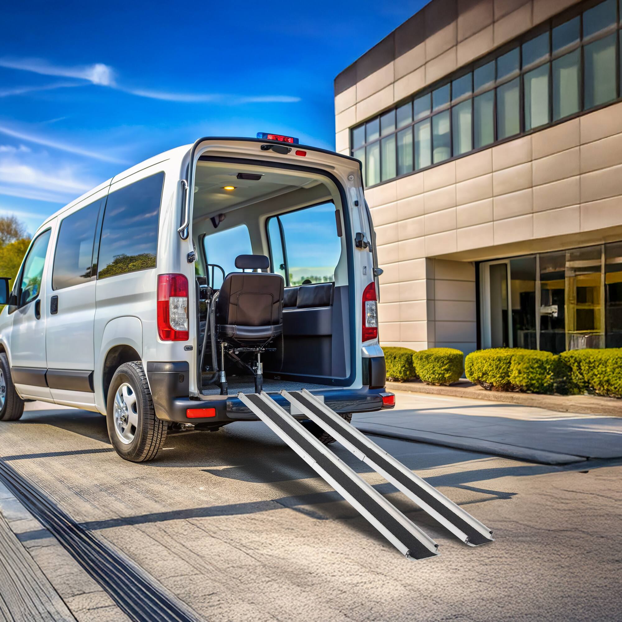 Alt View 2. Titan Ramps - Titan Ramps 4' to 7' Telescoping Aluminum Wheelchair Ramp with 600 lb. Capacity - Silver.