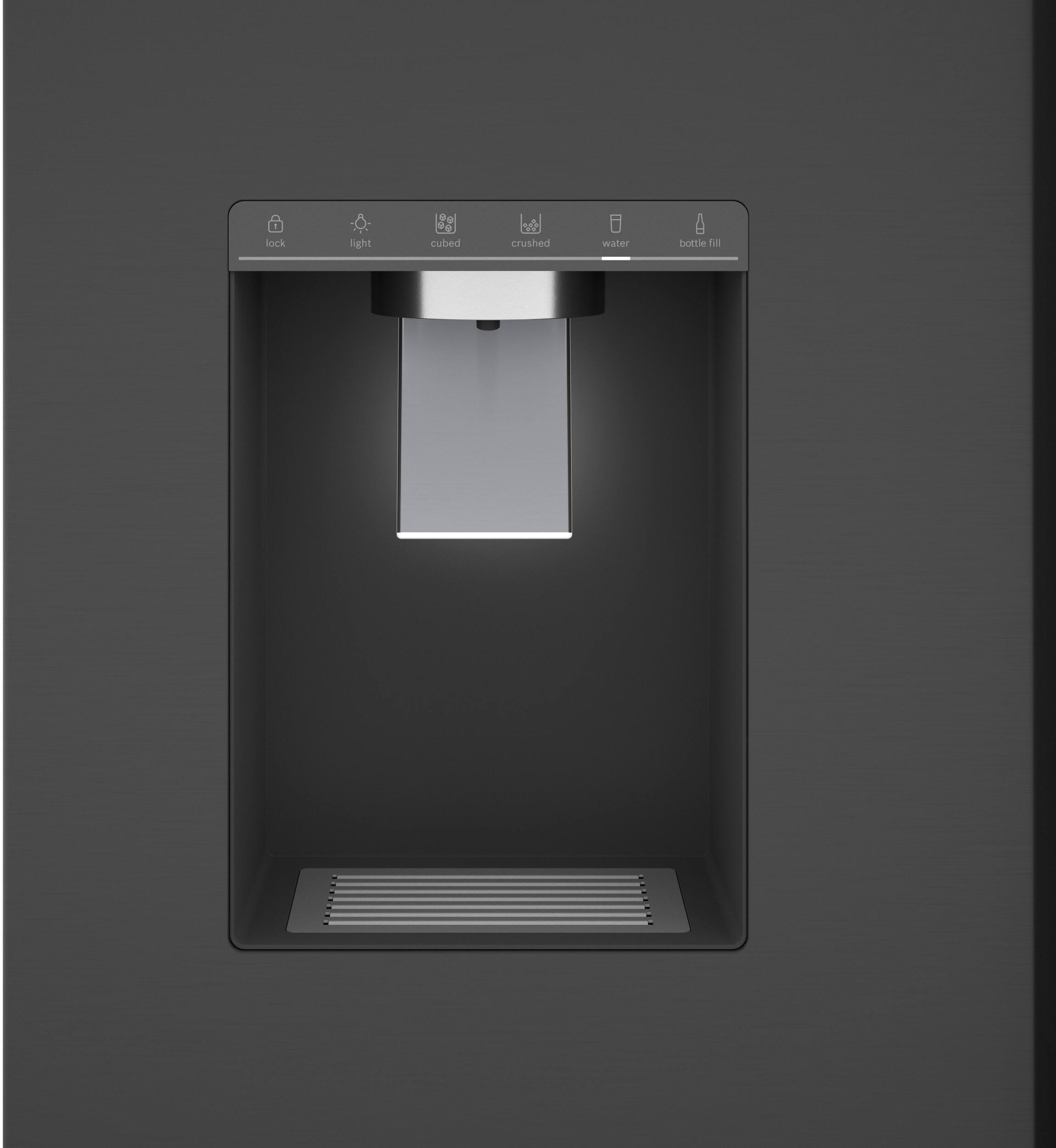 The text on the image reads "lock light ou cubed k crushed 0 water bottle 8". This text is not grammatically correct, so it should be revised to read "lock light out cubed k crushed ice 0 water bottle 8".