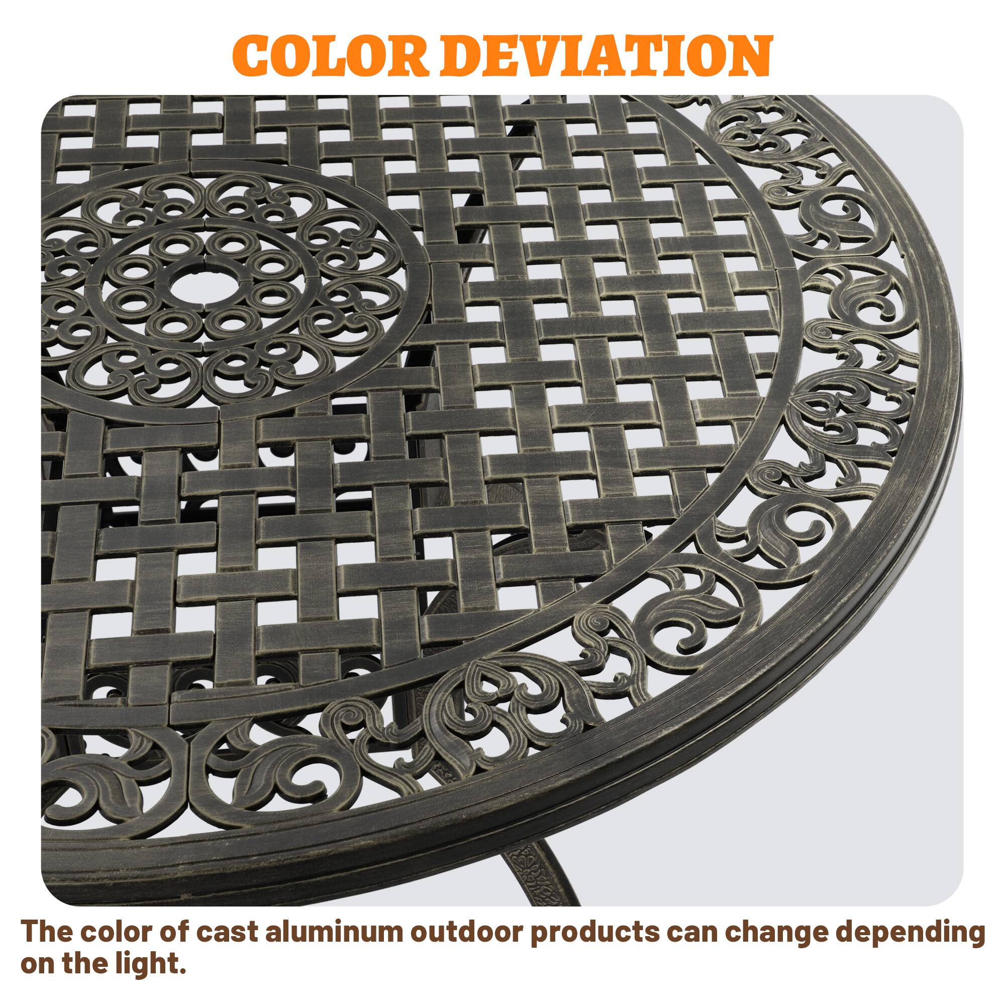COLOR DEVIATION

The color of cast aluminum outdoor products can change depending on the light.