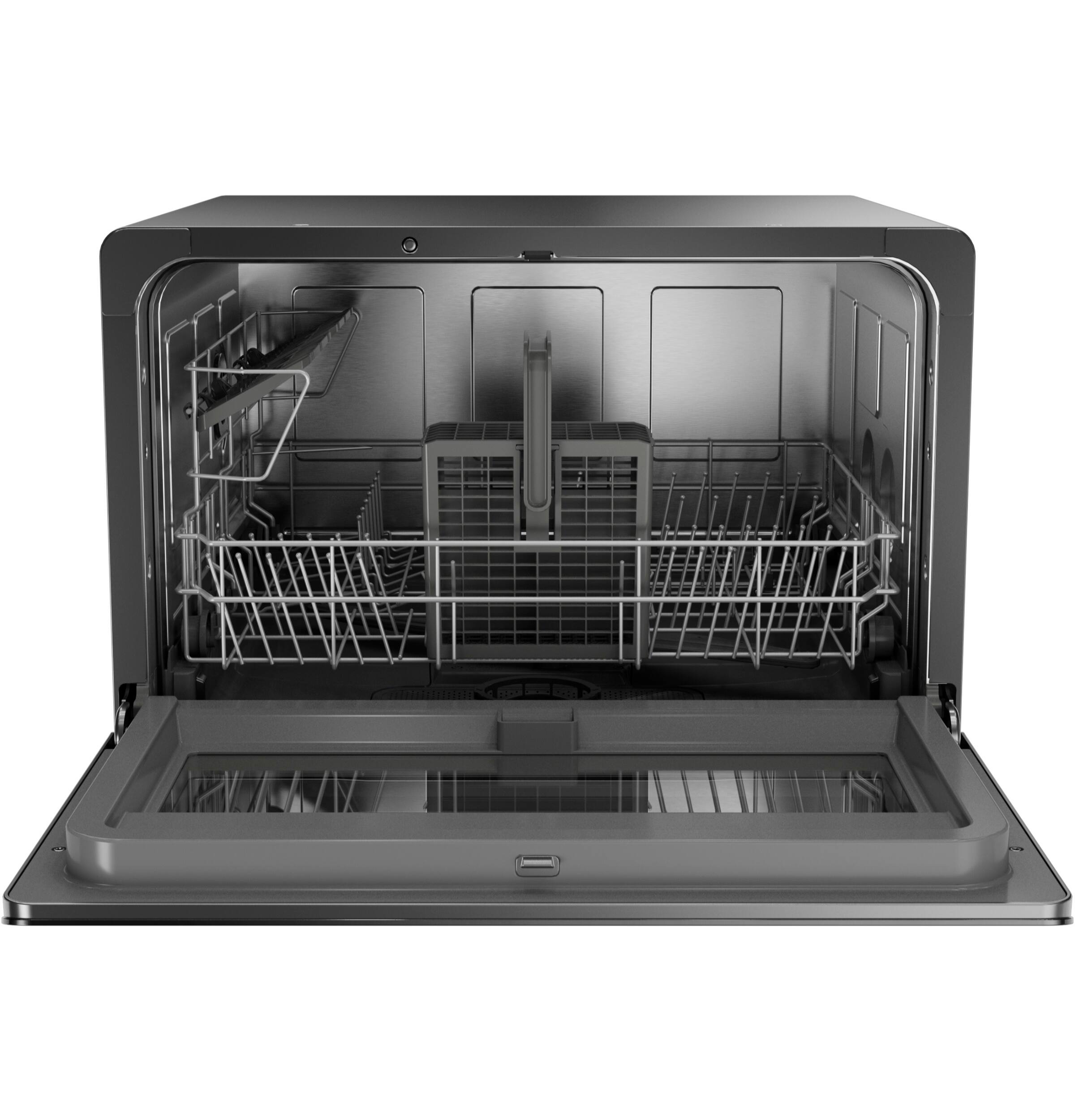Alt View 2. GE Profile - 21 7/10" Smart Countertop Dishwasher with Built-In Option - Black.