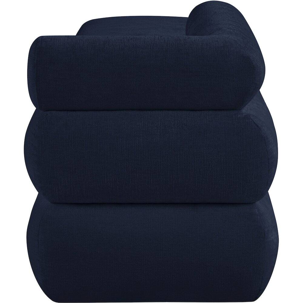 Alt View 3. Meridian Furniture - Kennedy Navy Chenille Fabric Bench - Blue.