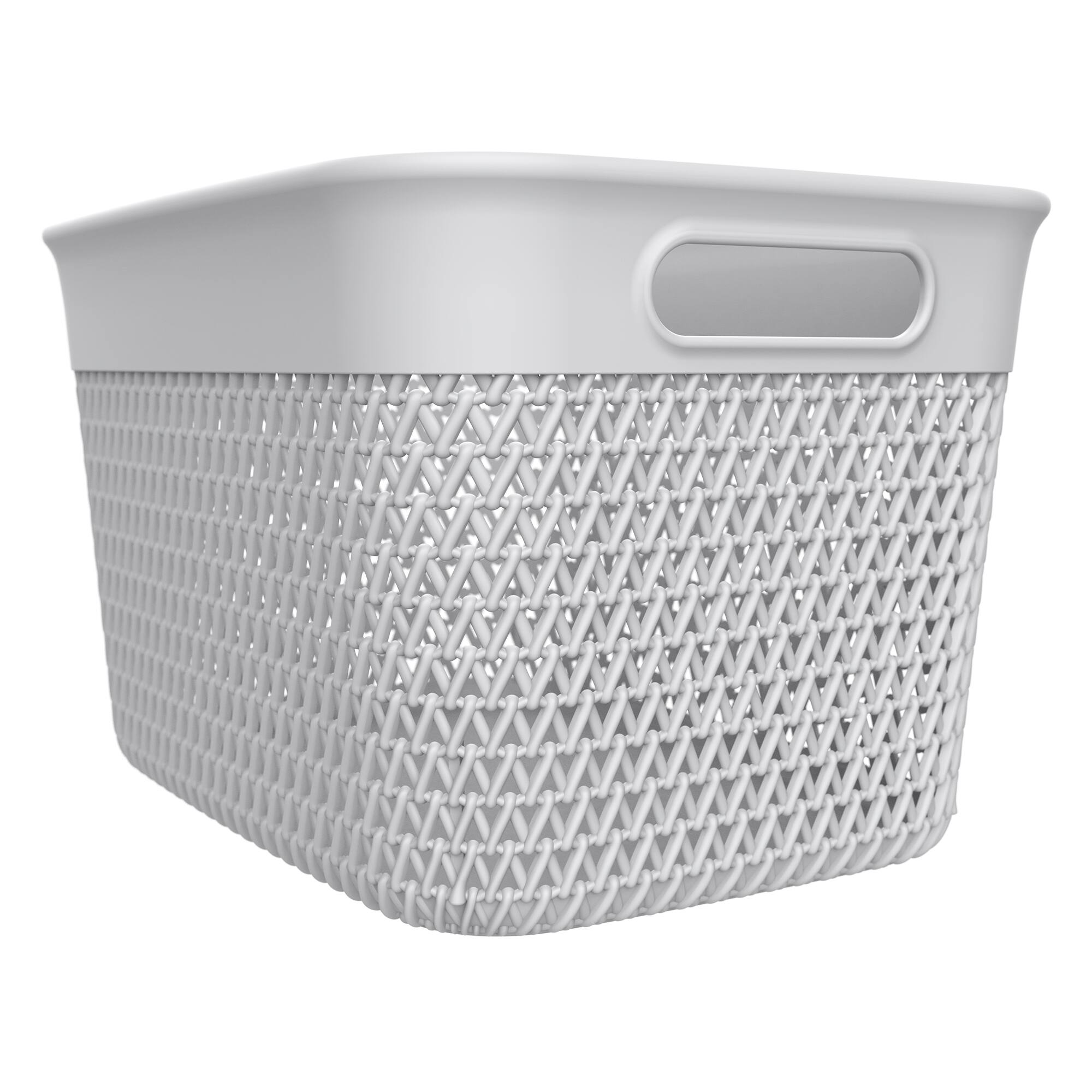 Front. Life Story - Life Story 16 Qt Decorative Storage Basket, Large Plastic Home Organizer, White - White.