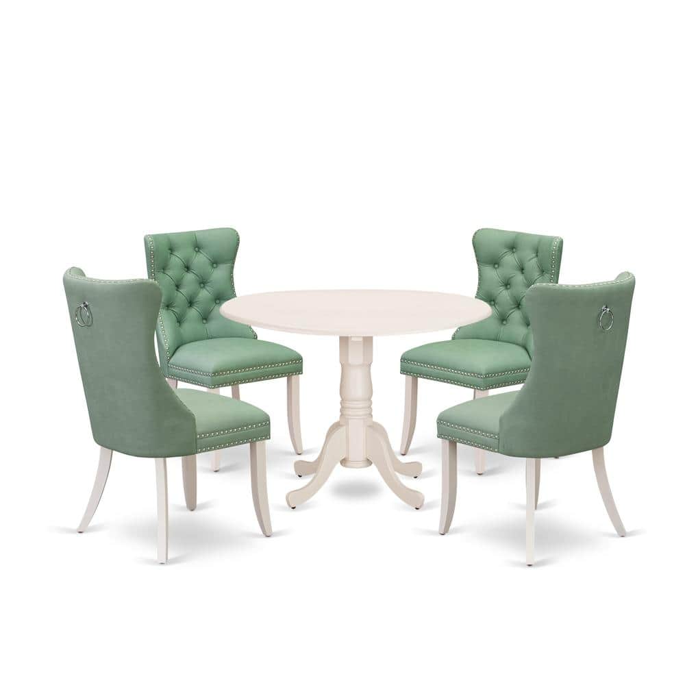 East West Furniture - 5 Piece Kitchen Table Set Consists of a Round Dining Table with Dropleaf - White price history on PriceWatchPro